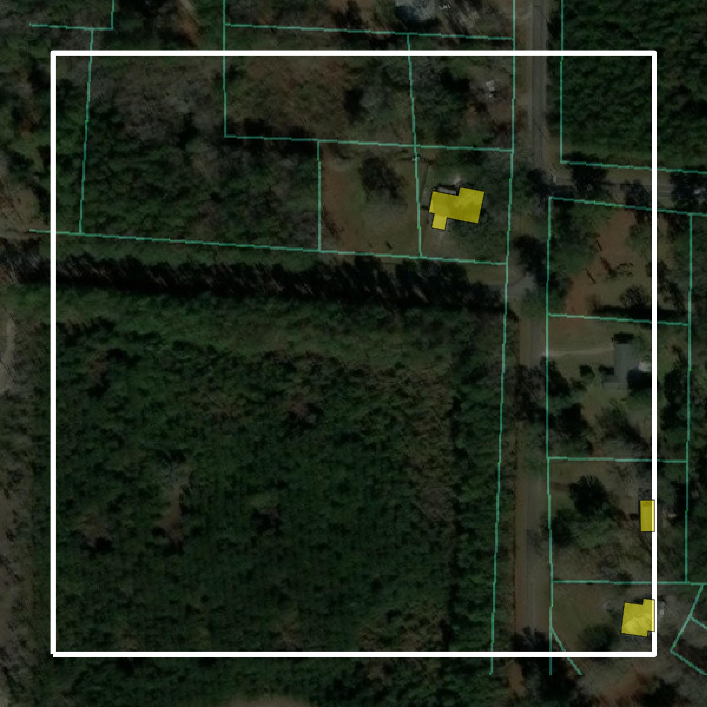This image shows parcel and building data in Camden County created using GIS data in Equator.