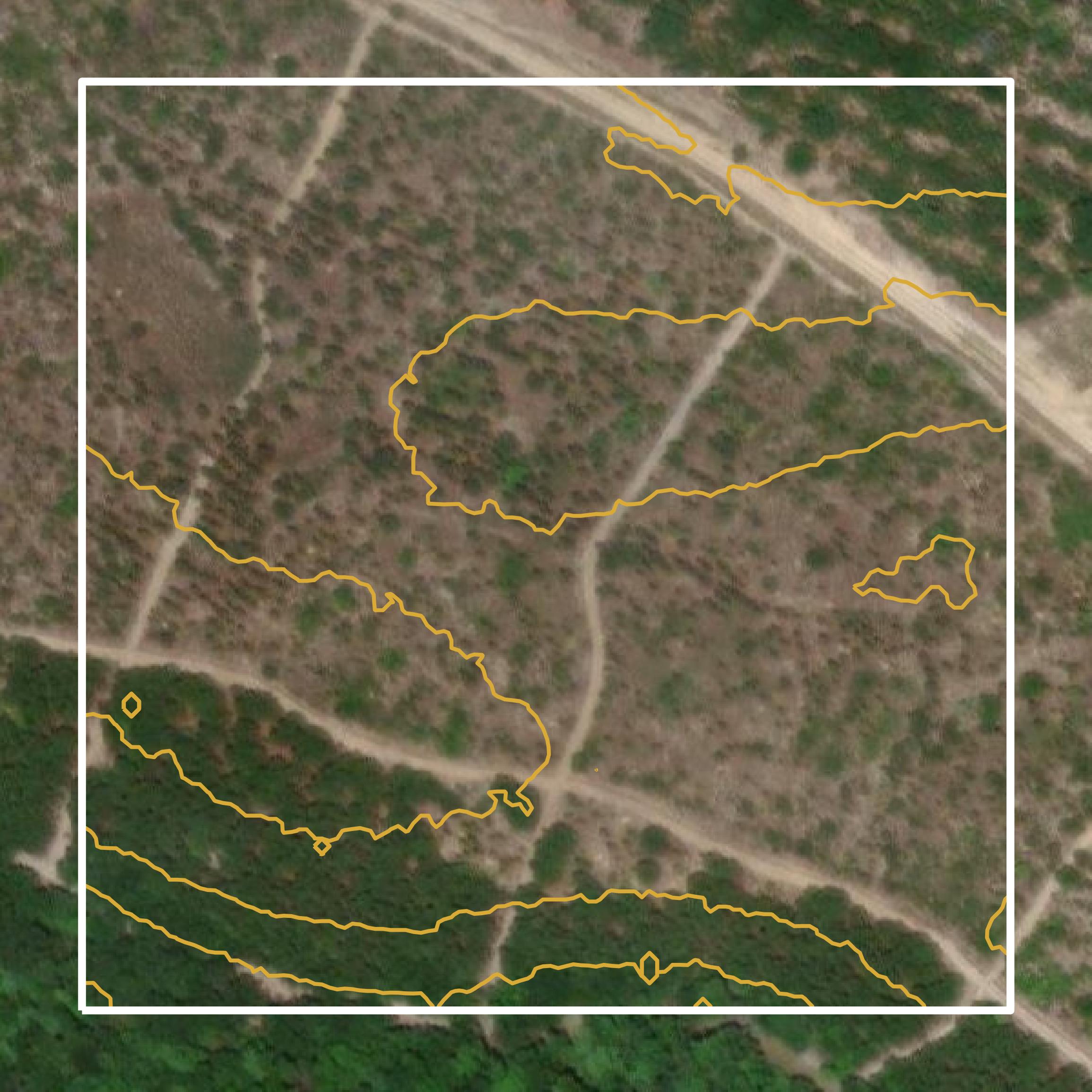This image shows a contour map in Candler County created using GIS data in Equator.