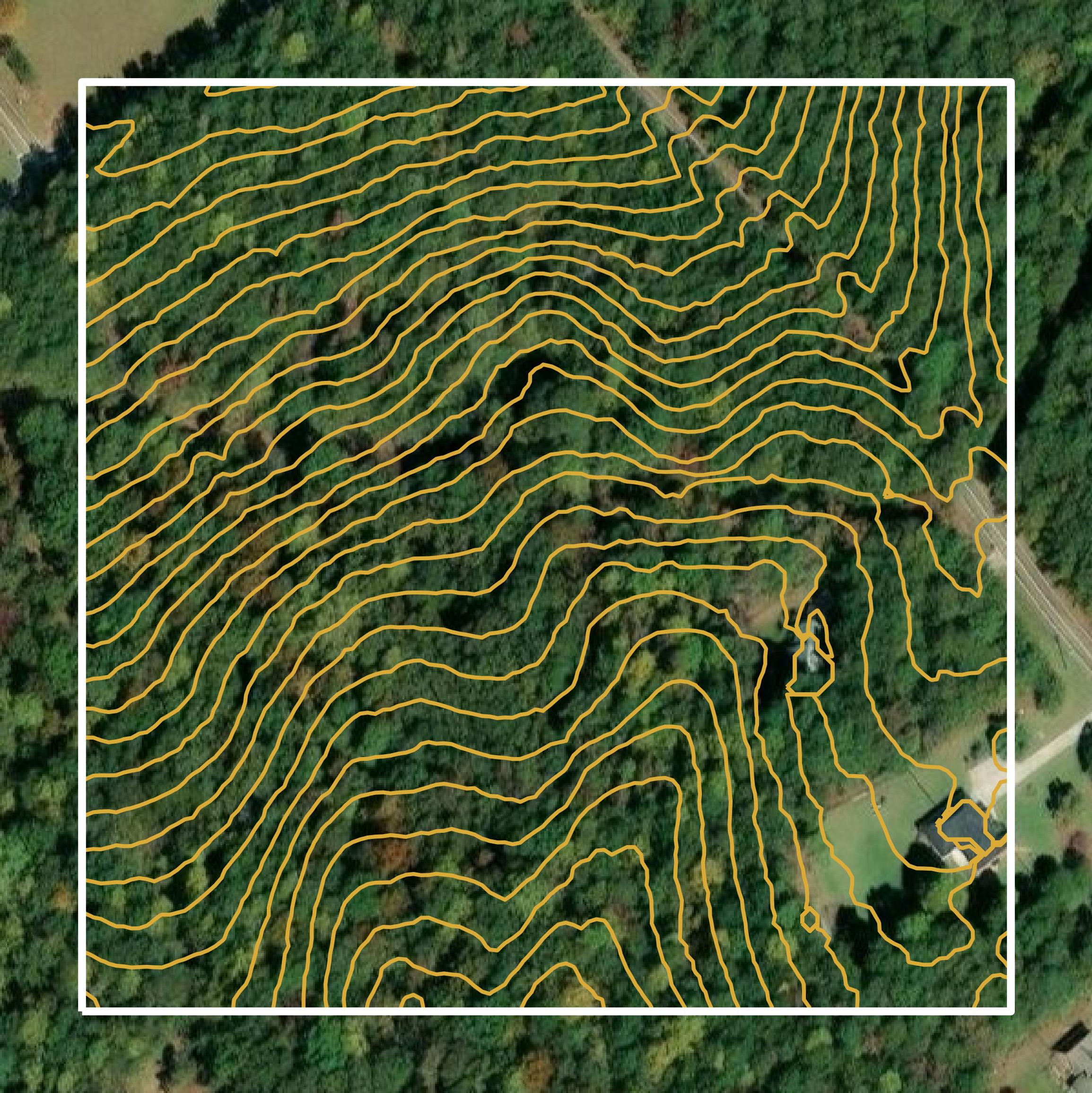 This image shows a contour map in Carroll County created using GIS data in Equator.