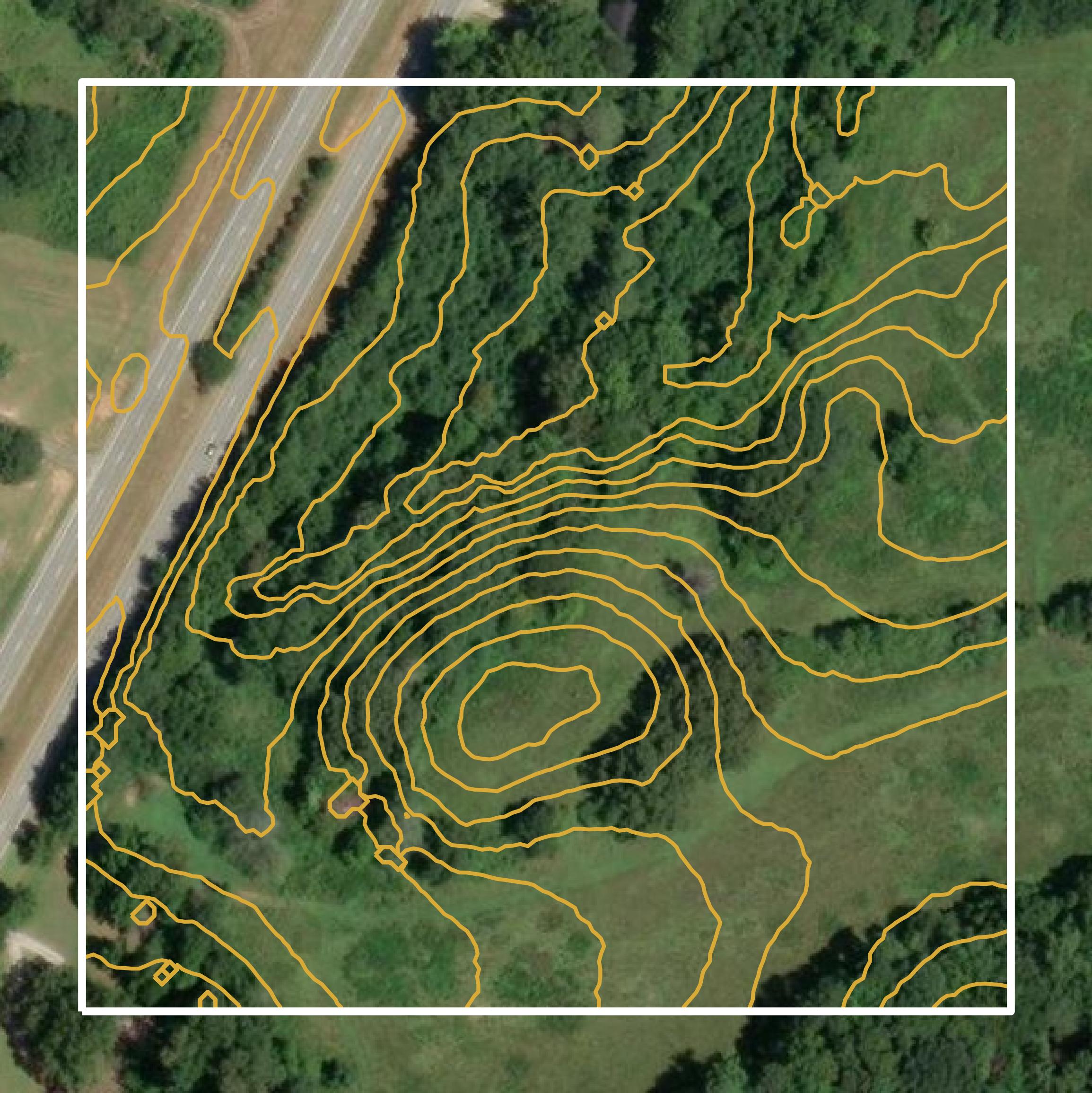 This image shows a contour map in Carroll County created using GIS data in Equator.
