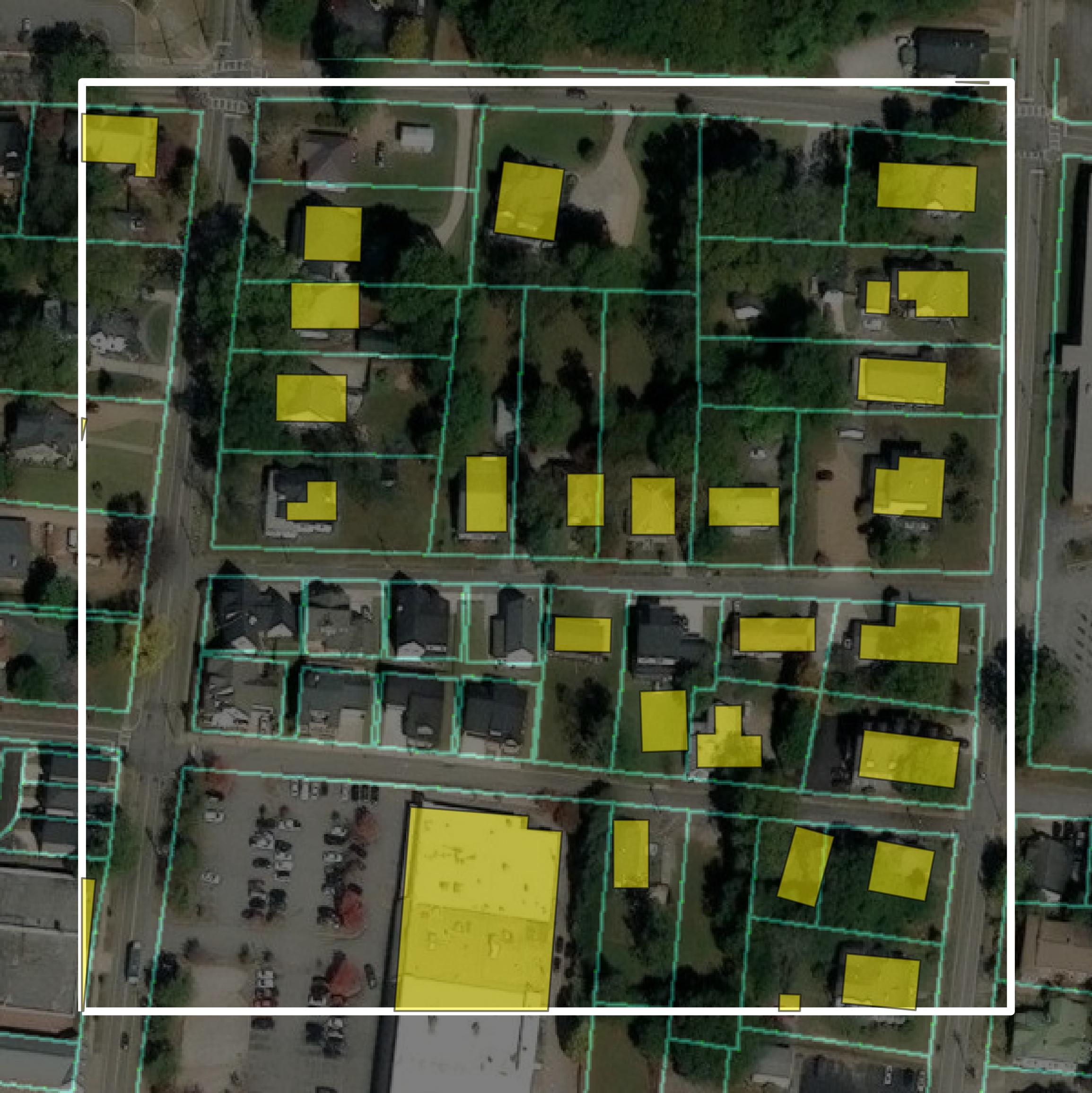 This image shows parcel and building data in Carroll County created using GIS data in Equator.