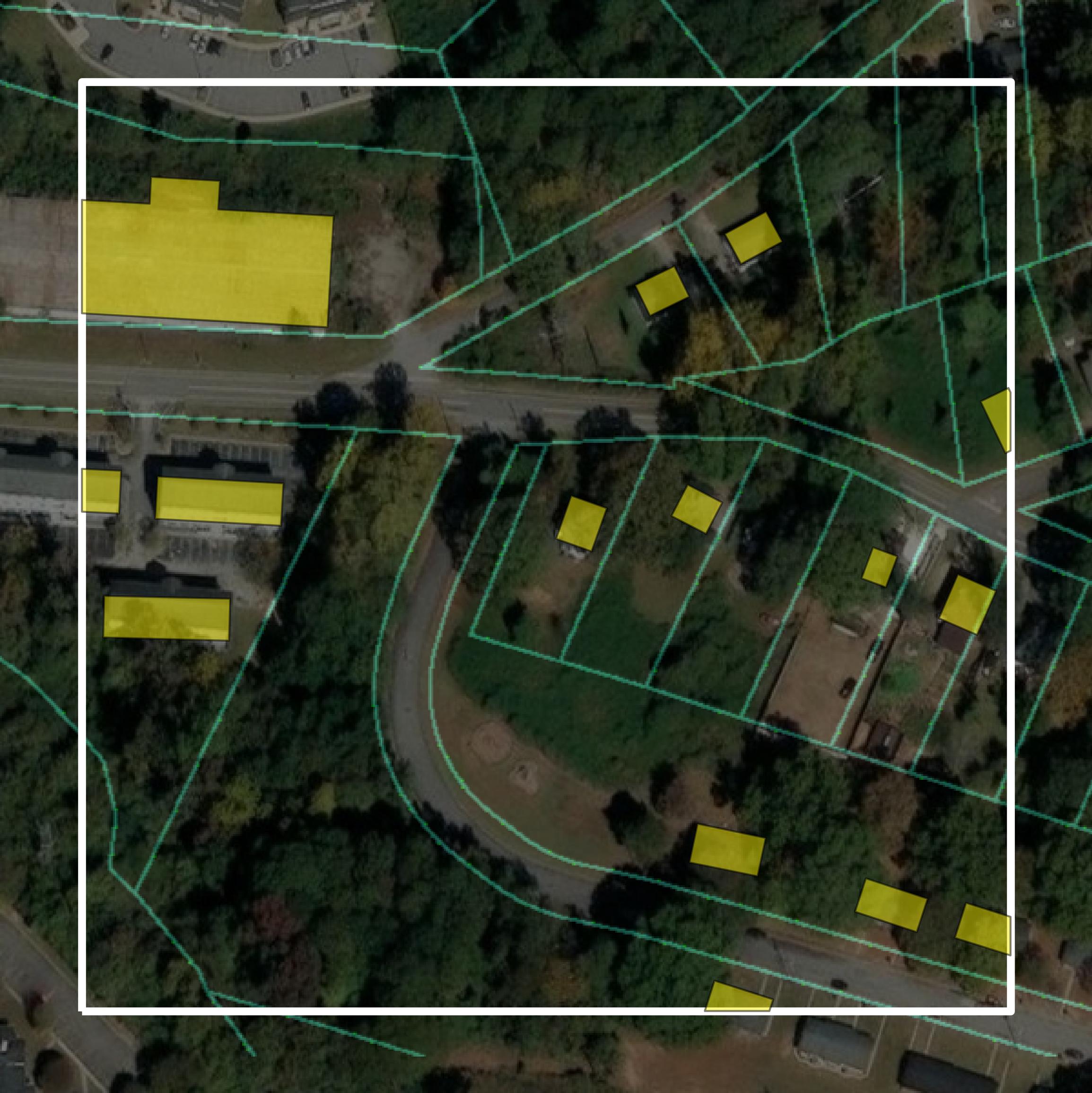 This image shows parcel and building data in Carroll County created using GIS data in Equator.