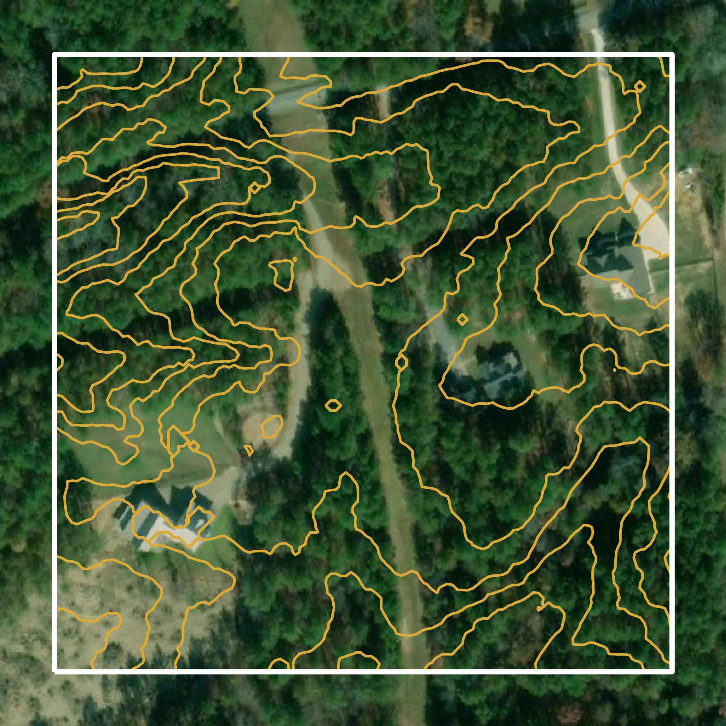 This image shows a contour map in Catoosa County created using GIS data in Equator.