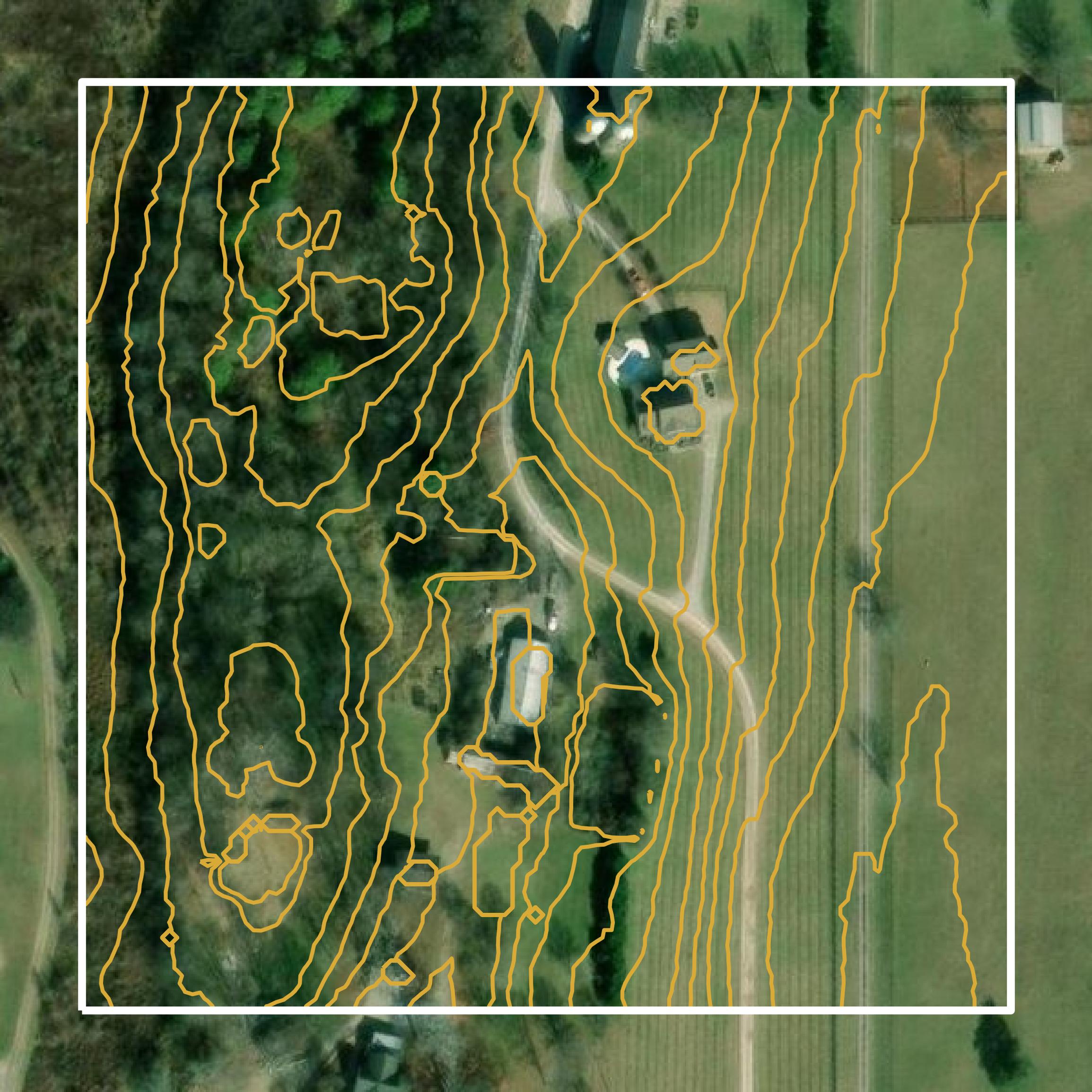 This image shows a contour map in Catoosa County created using GIS data in Equator.