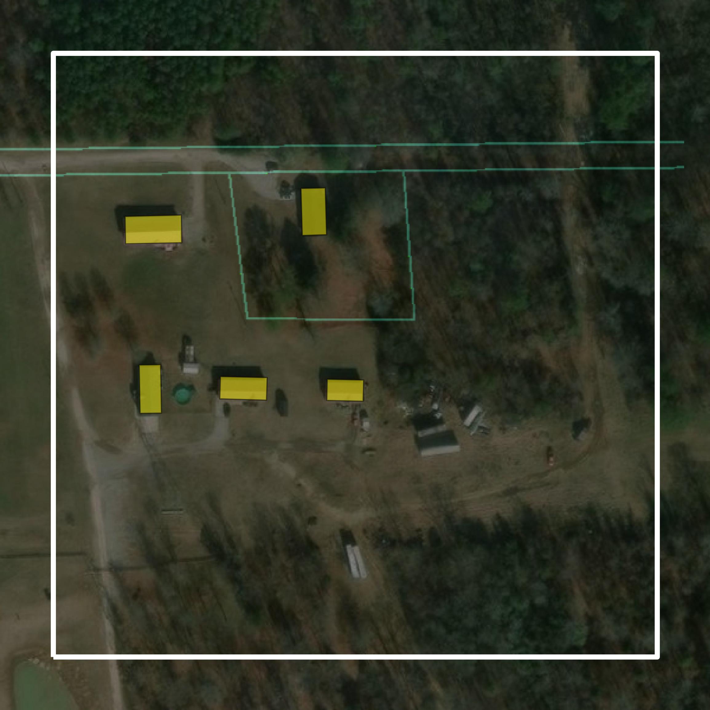 This image shows parcel and building data in Catoosa County created using GIS data in Equator.
