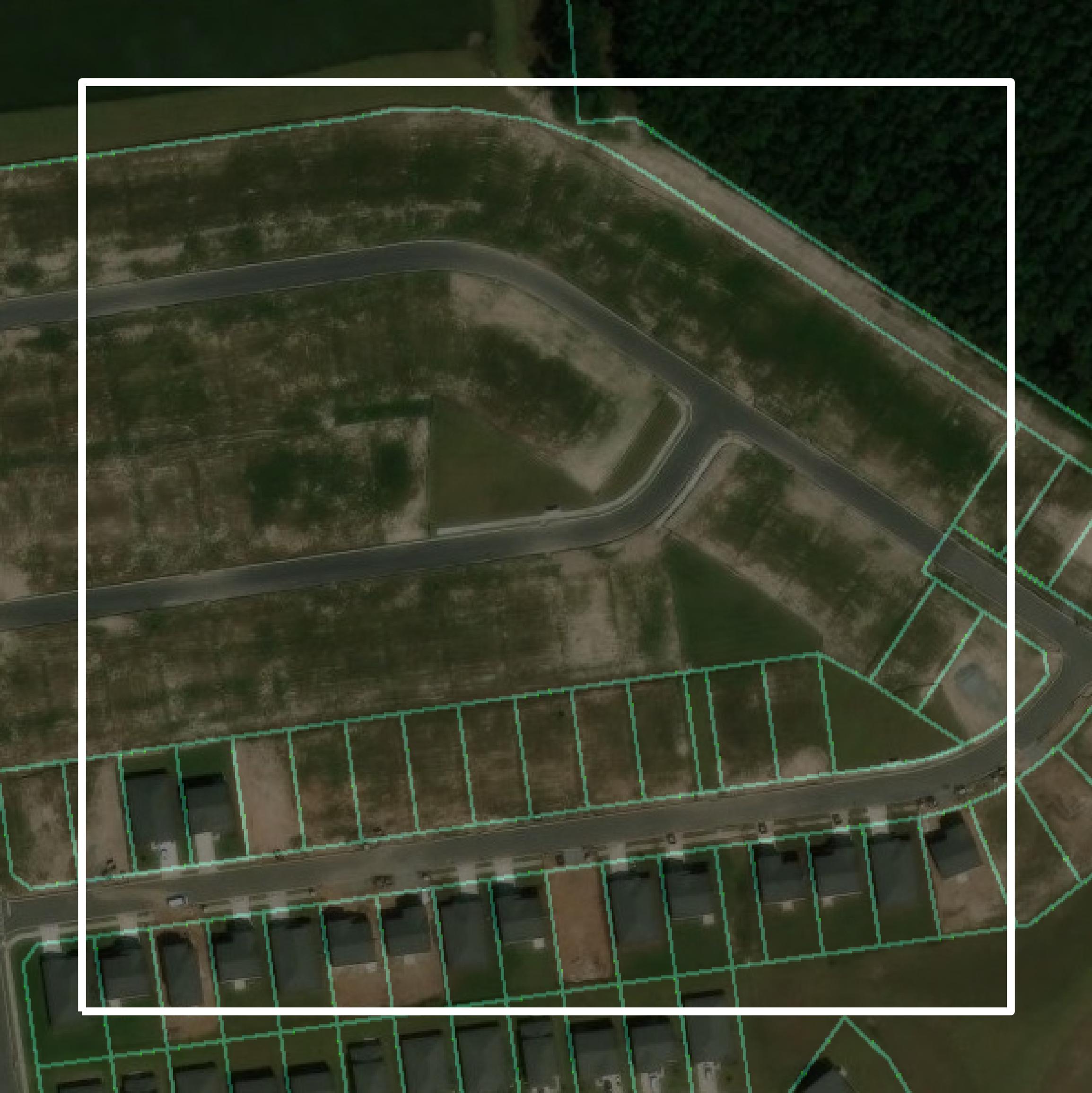 This image shows parcel and building data in Chatham County created using GIS data in Equator.