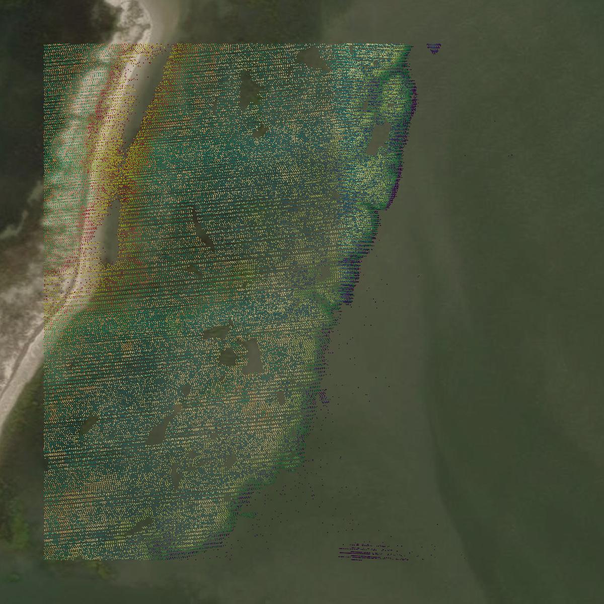 This image shows a LiDAR point cloud in Chatham County created using GIS data in Equator.