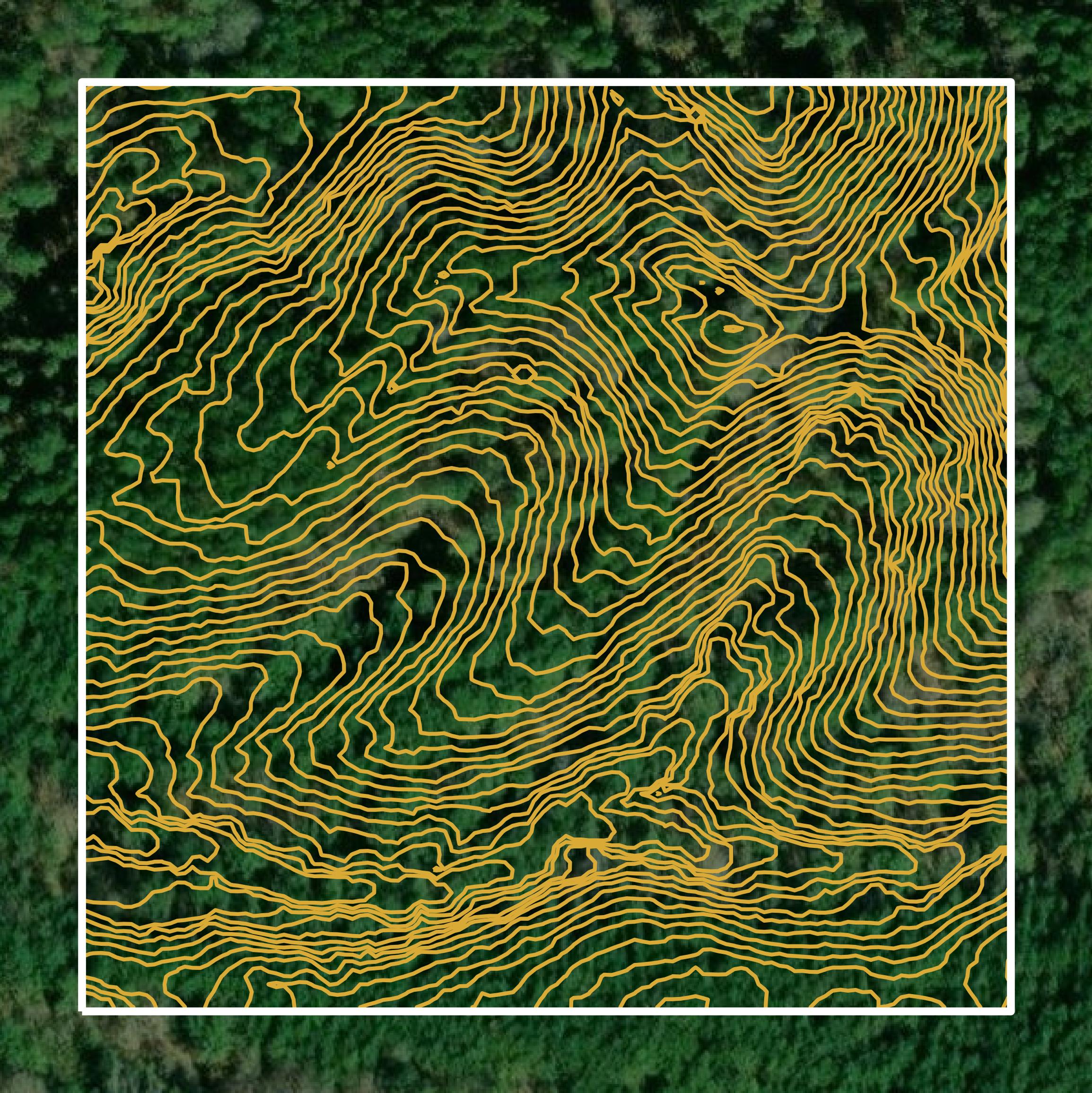 This image shows a contour map in Chattahoochee County created using GIS data in Equator.