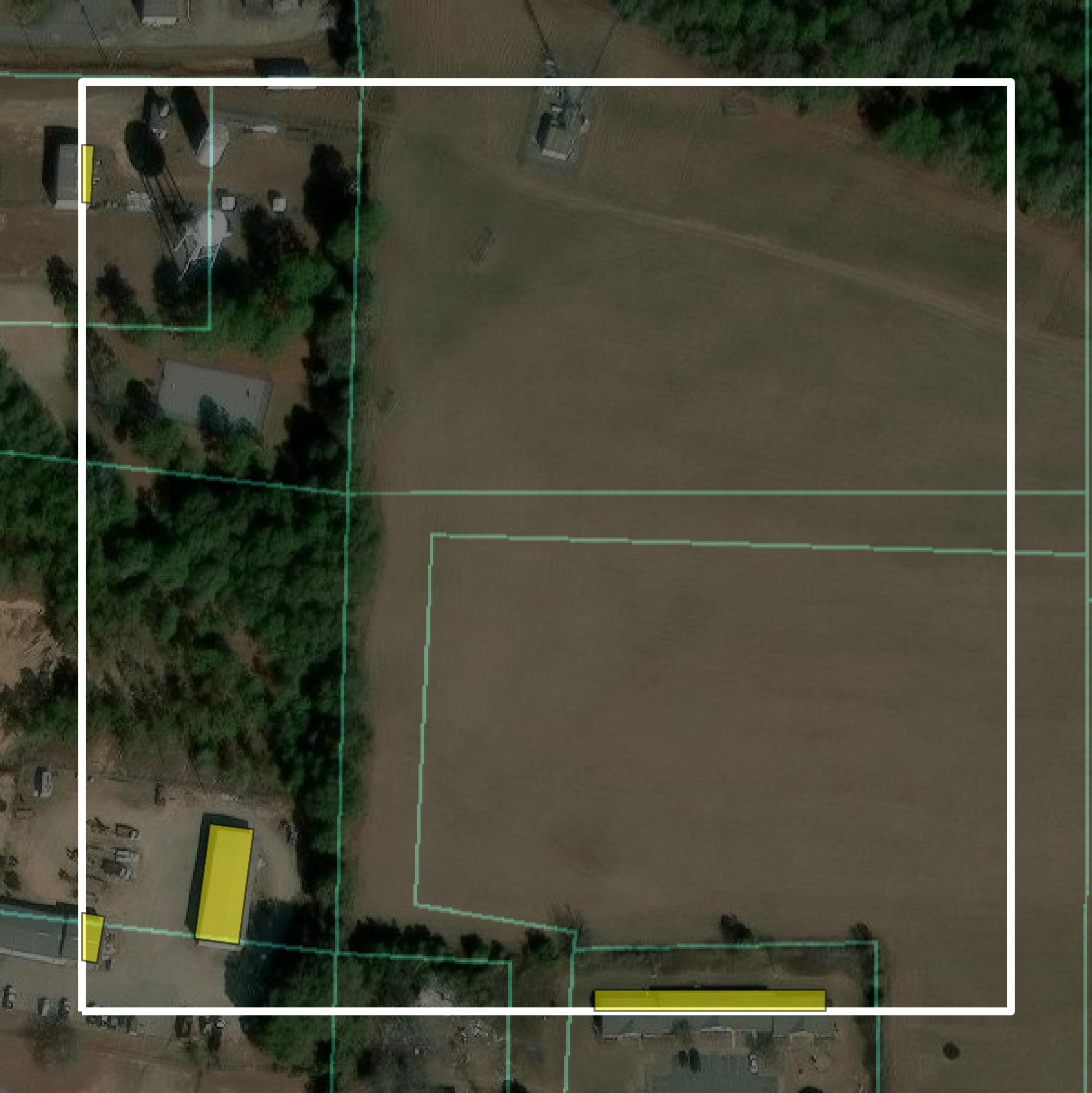 This image shows parcel and building data in Chattahoochee County created using GIS data in Equator.