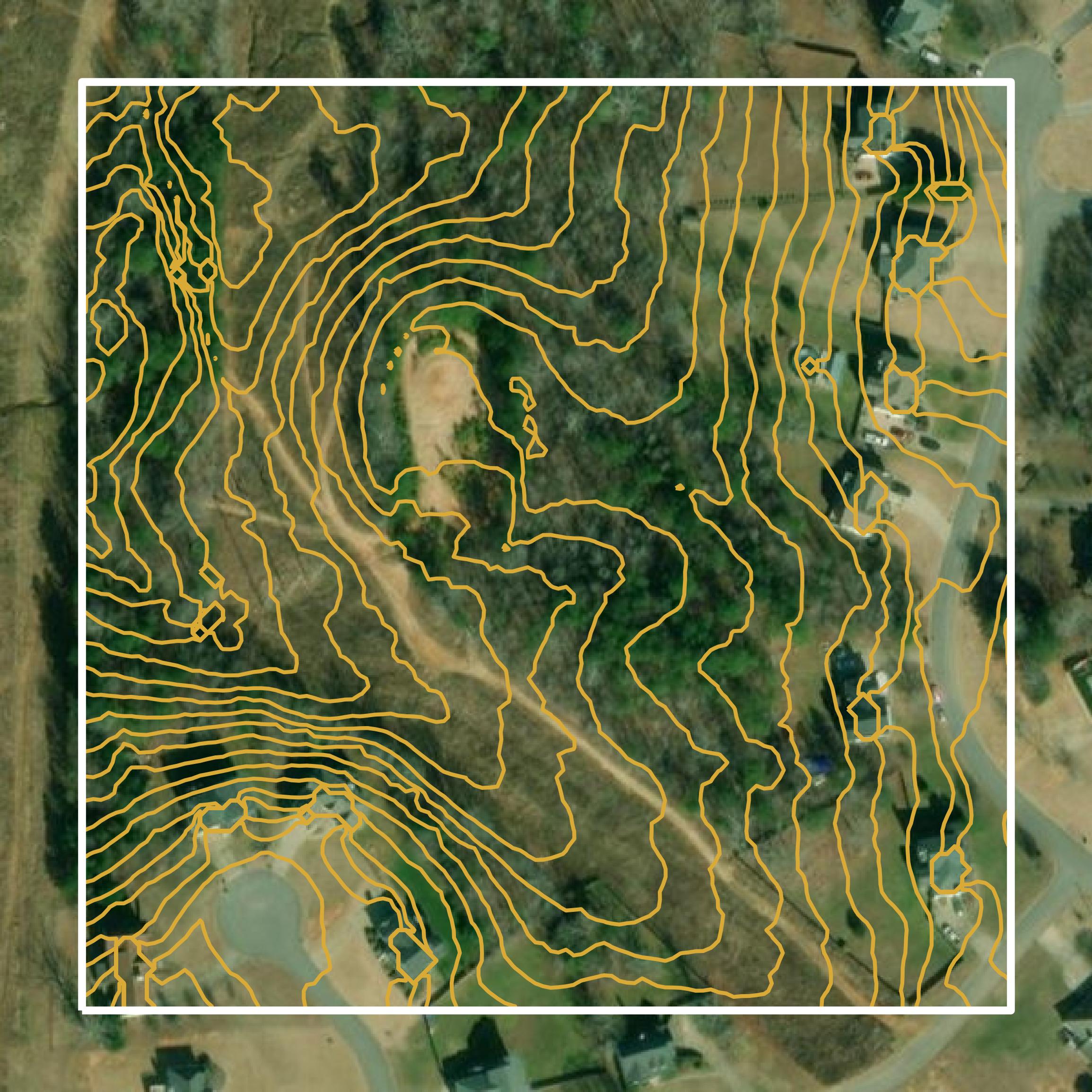 This image shows a contour map in Cherokee County created using GIS data in Equator.