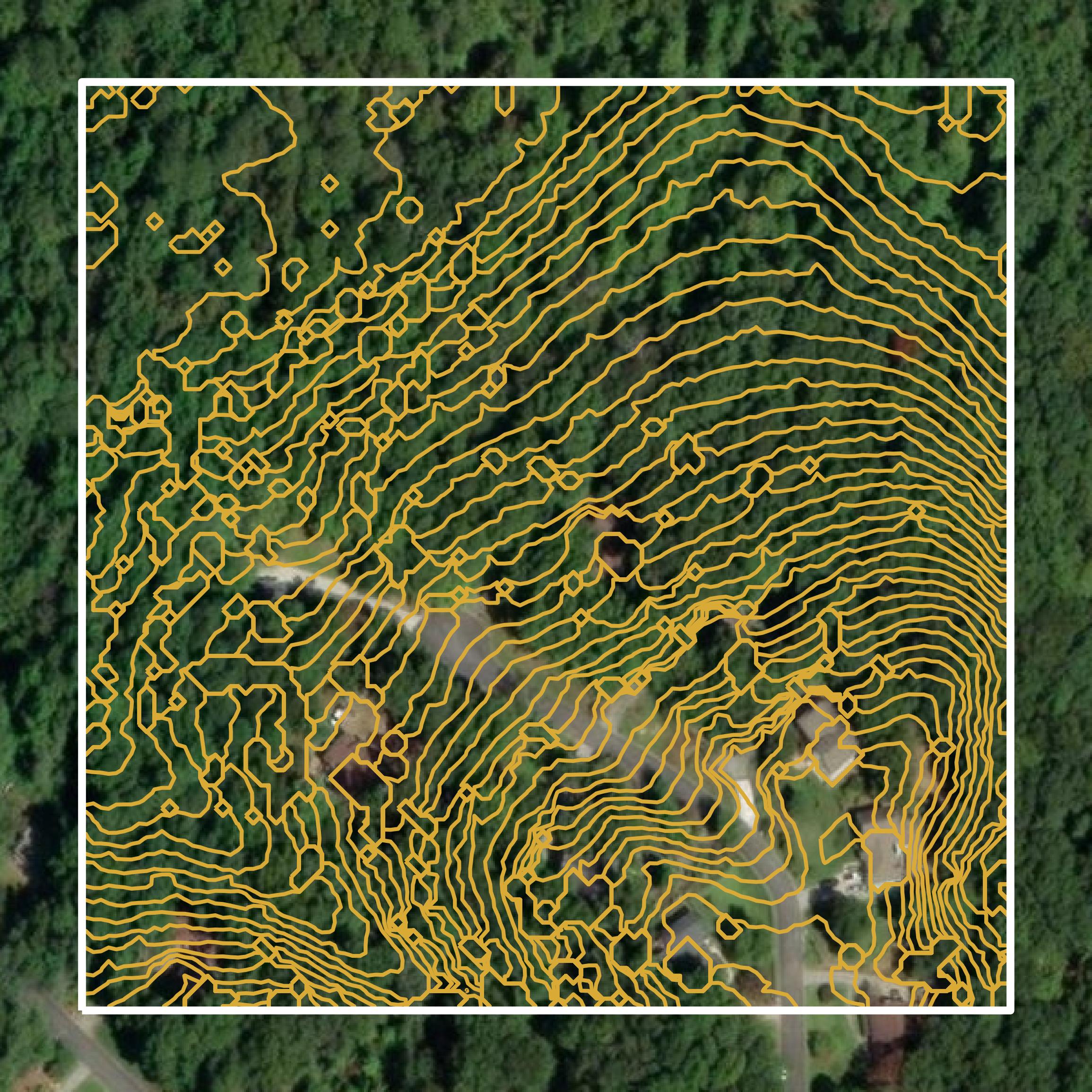 This image shows a contour map in Cherokee County created using GIS data in Equator.