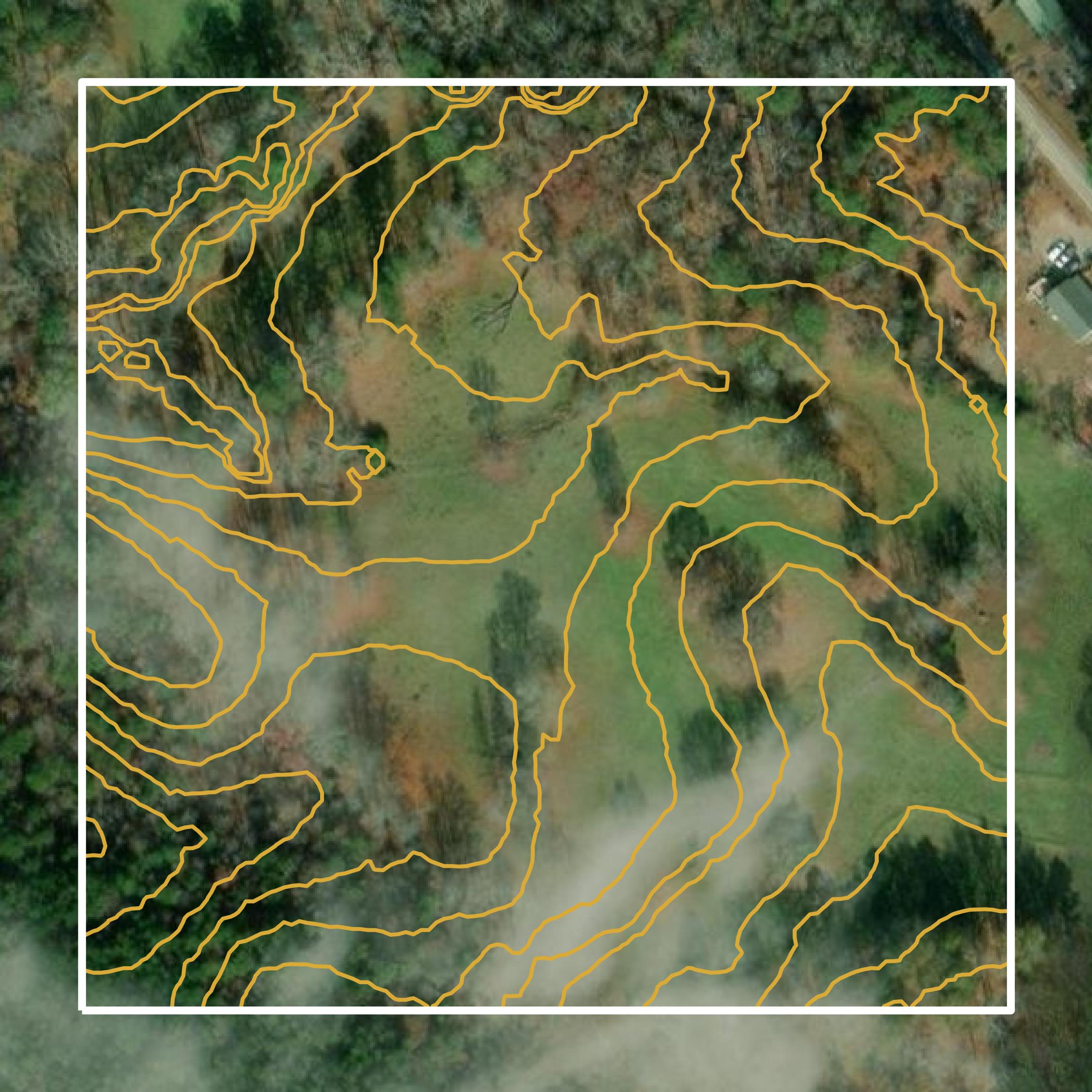 This image shows a contour map in Clarke County created using GIS data in Equator.