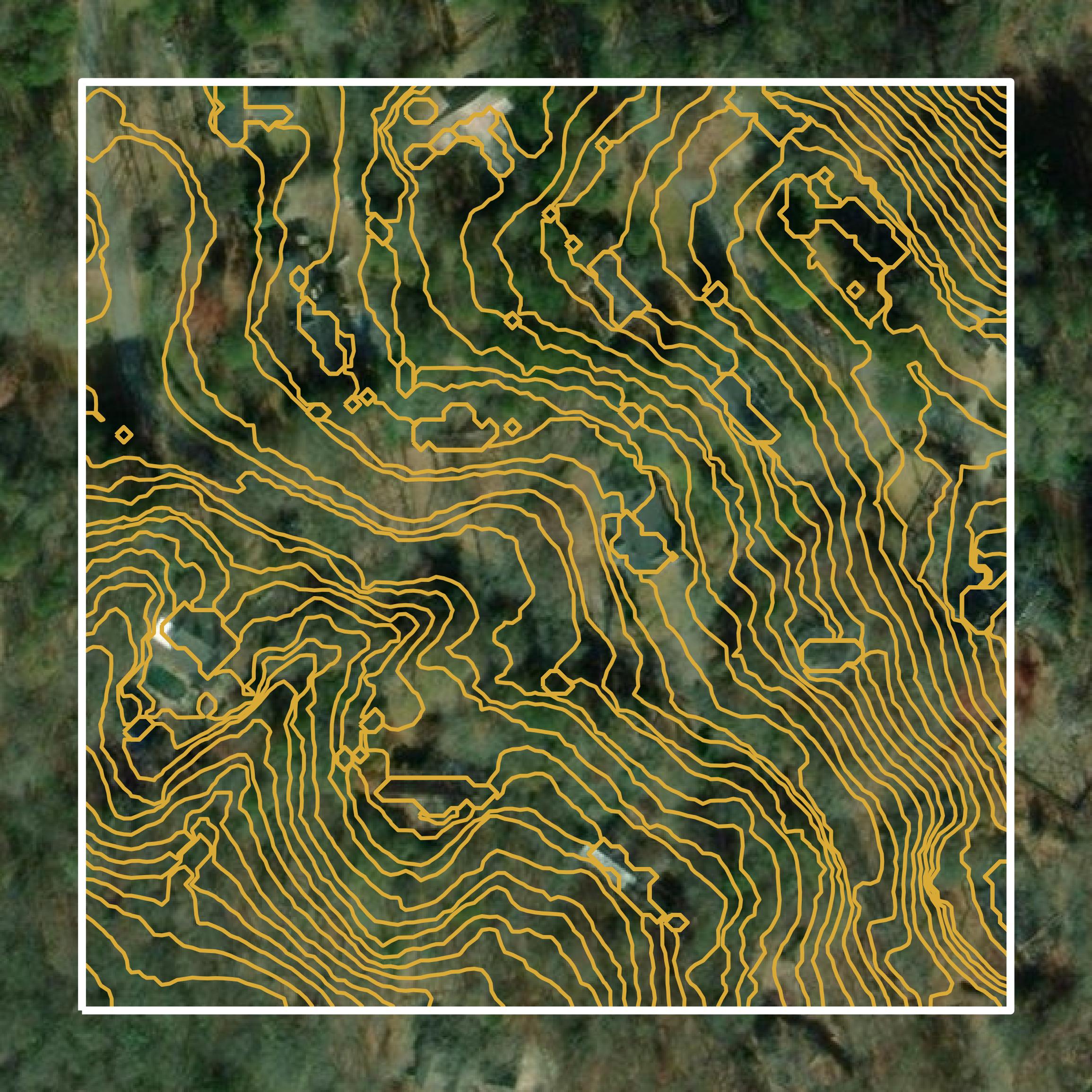This image shows a contour map in Clarke County created using GIS data in Equator.