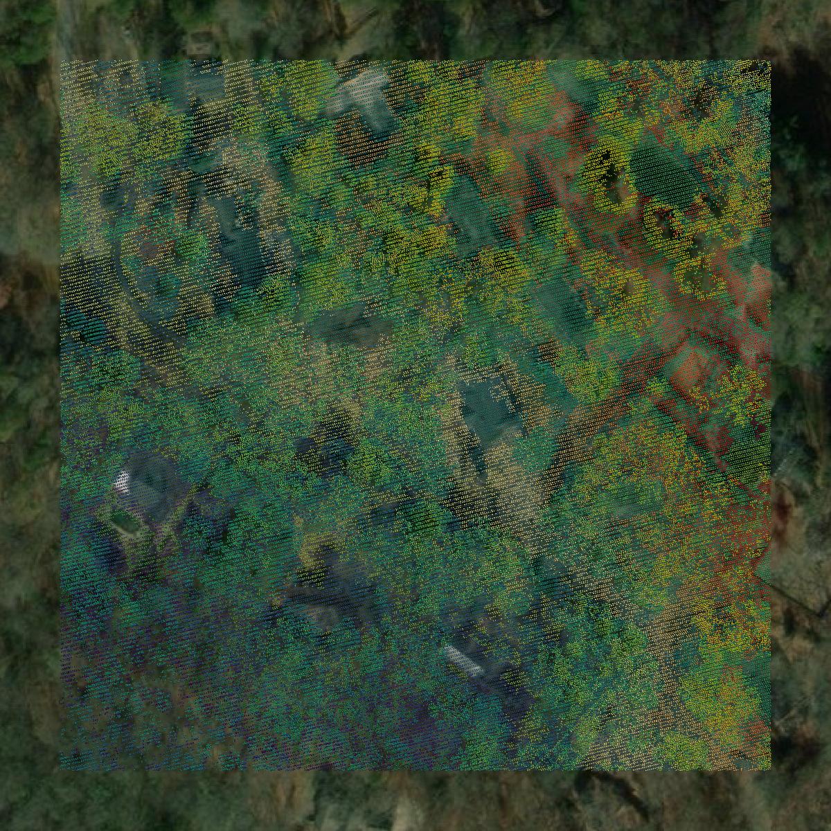 This image shows a LiDAR point cloud in Clarke County created using GIS data in Equator.