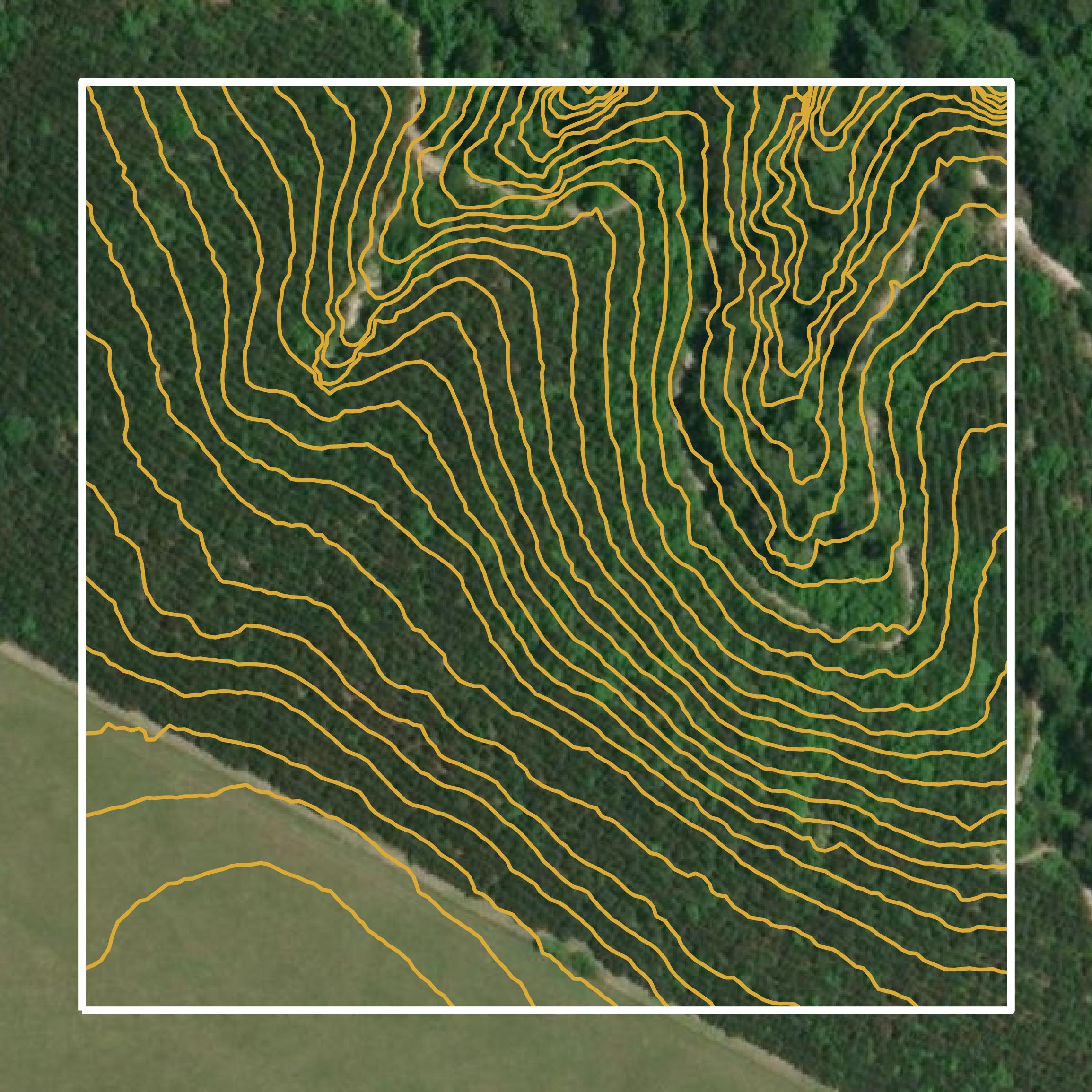 This image shows a contour map in Clay County created using GIS data in Equator.