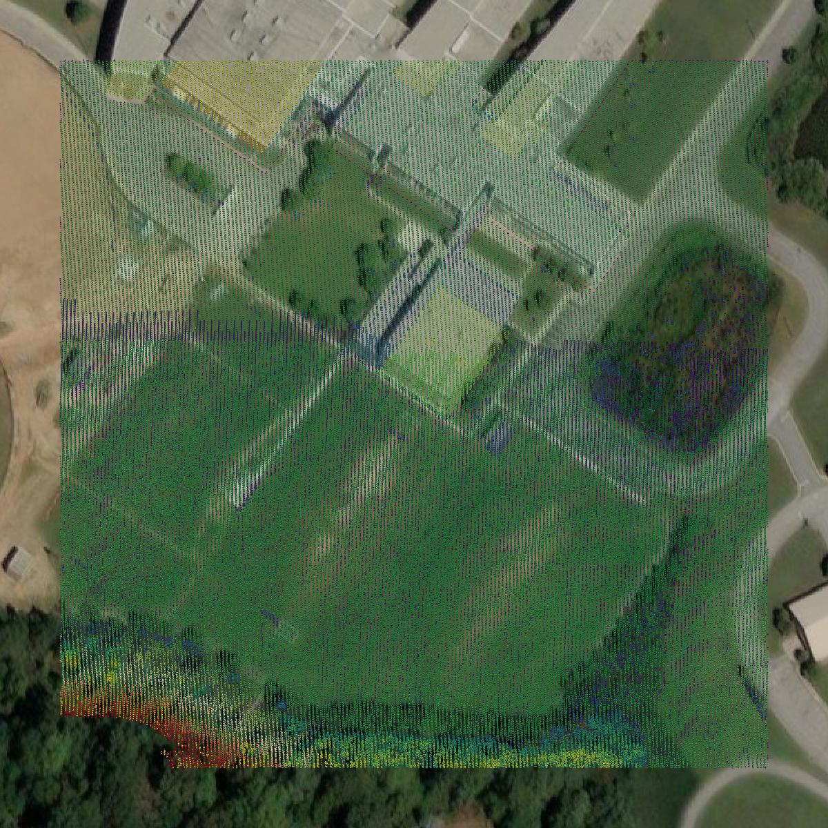 This image shows a LiDAR point cloud in Clayton County created using GIS data in Equator.