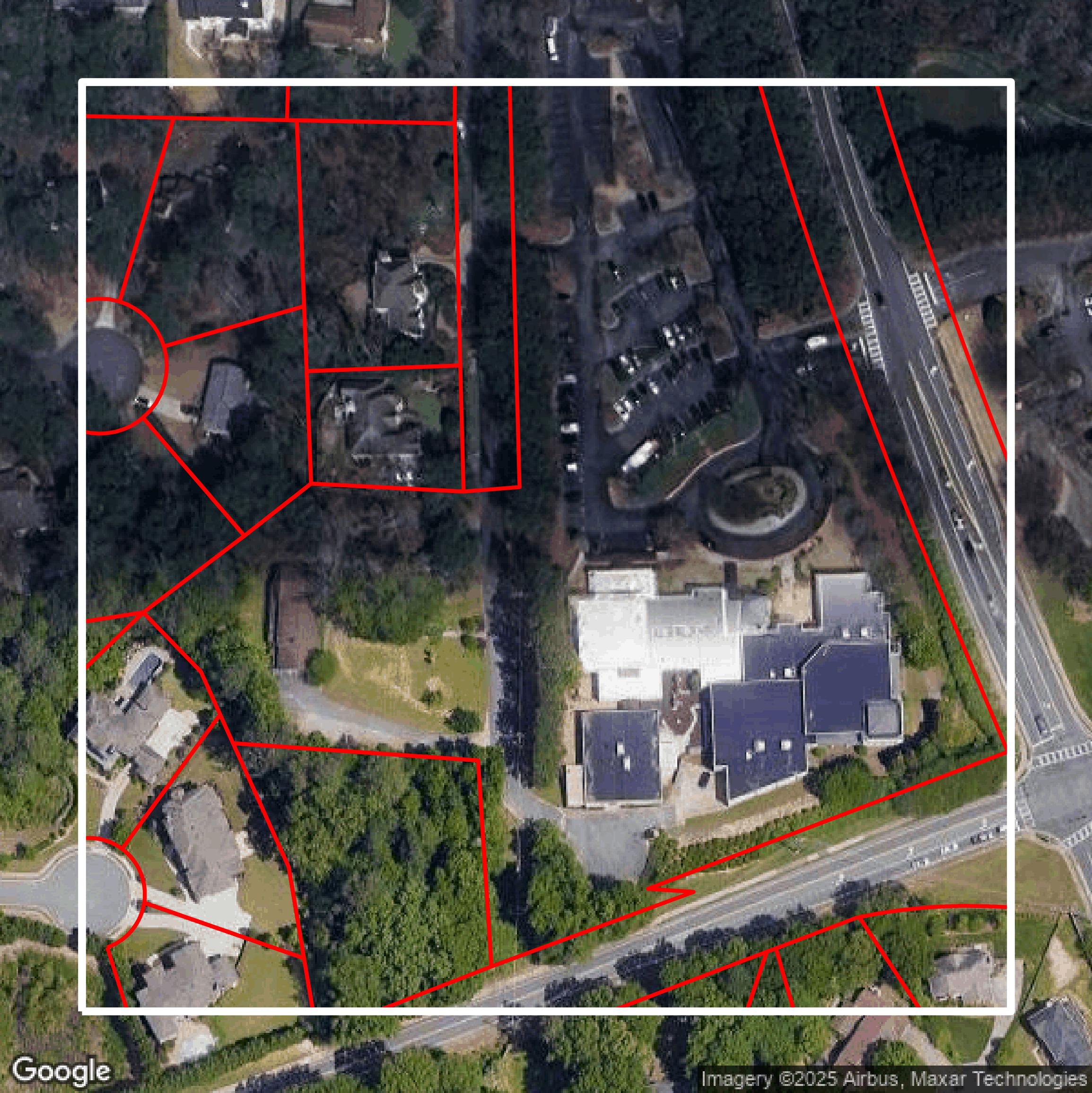 This image shows parcel data in Cobb County created using GIS data in Equator.