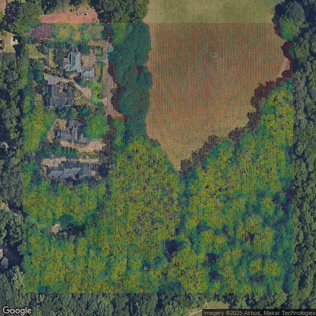This image shows a LiDAR point cloud in Cobb County created using GIS data in Equator.