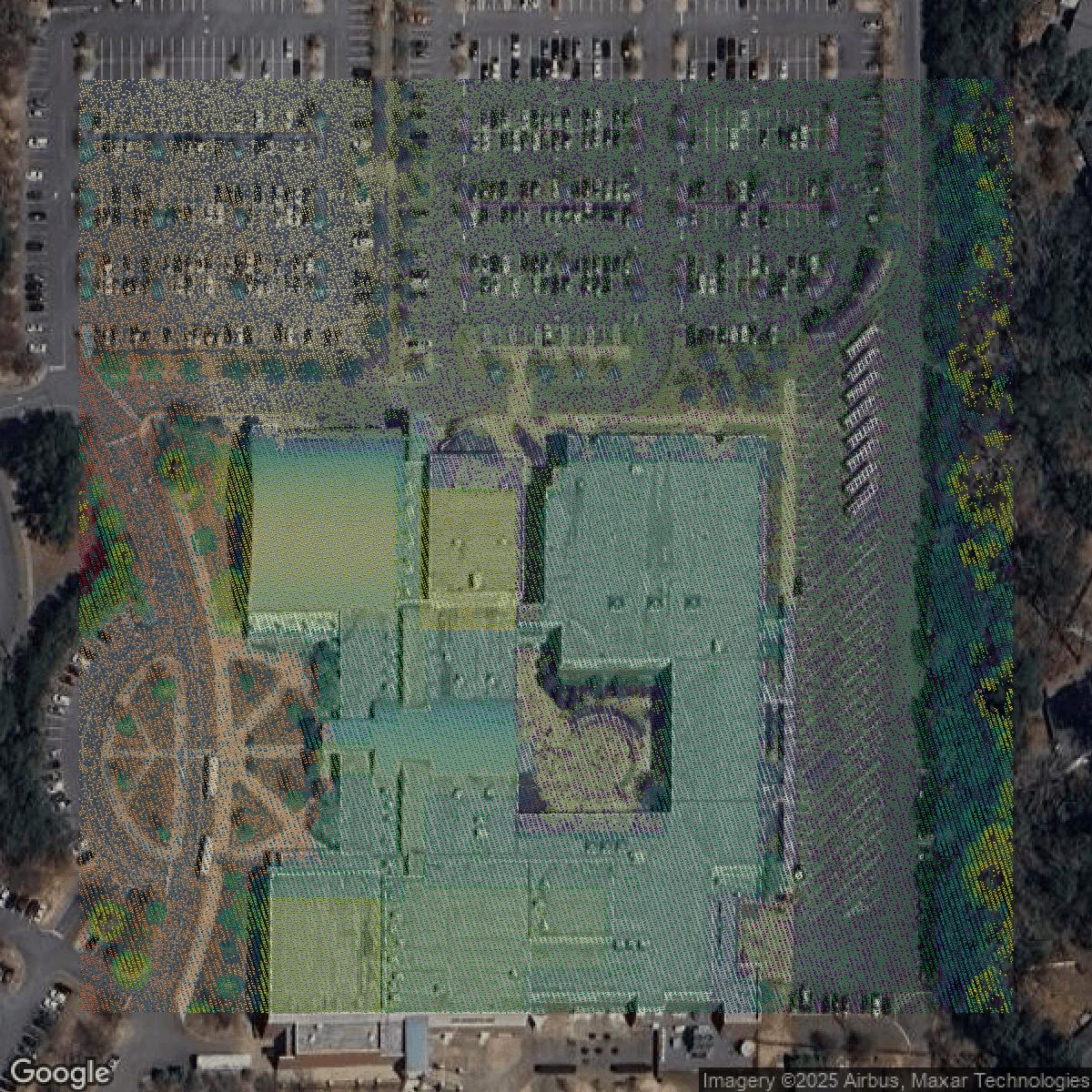 This image shows a LiDAR point cloud in Cobb County created using GIS data in Equator.