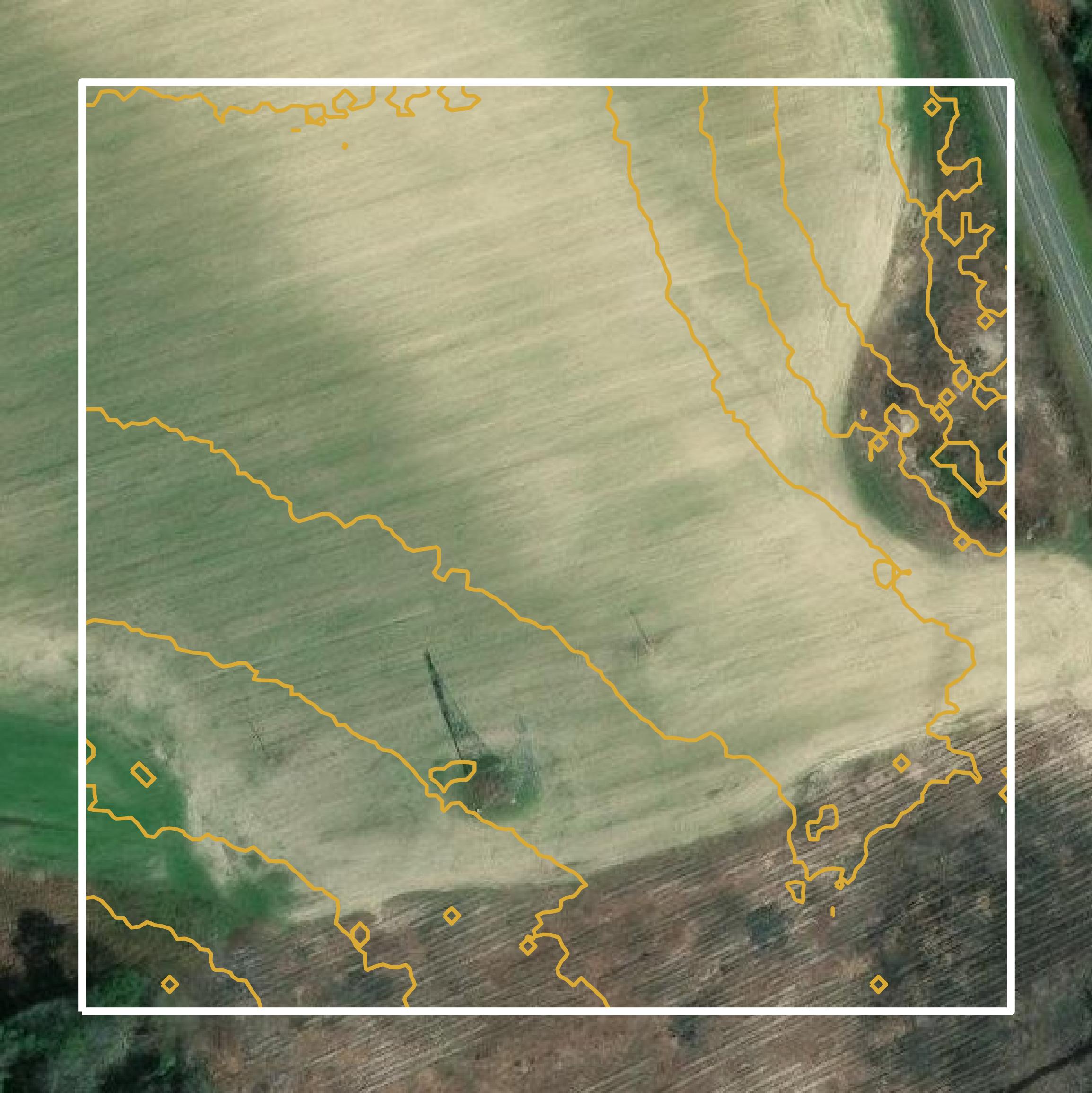 This image shows a contour map in Coffee County created using GIS data in Equator.