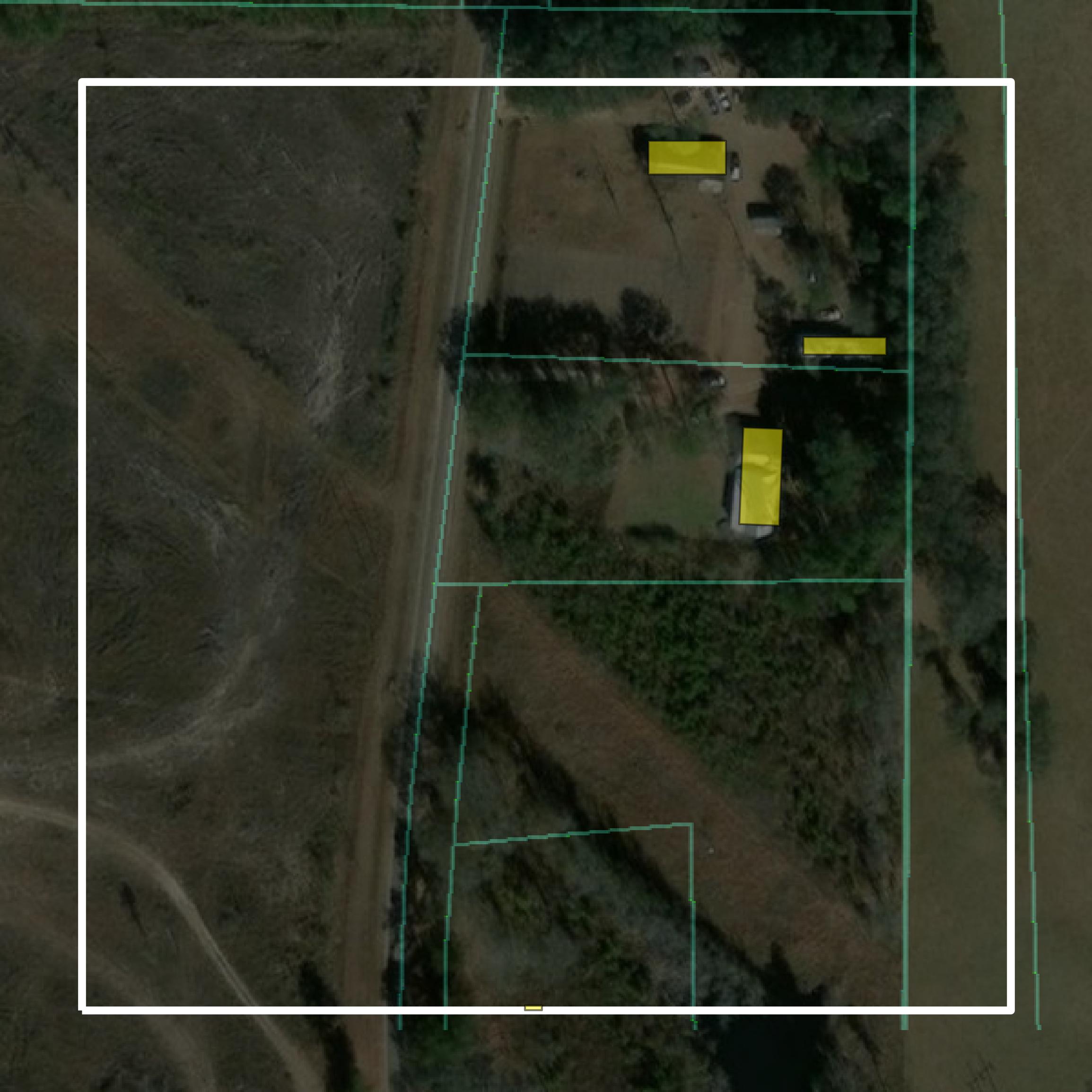 This image shows parcel and building data in Colquitt County created using GIS data in Equator.
