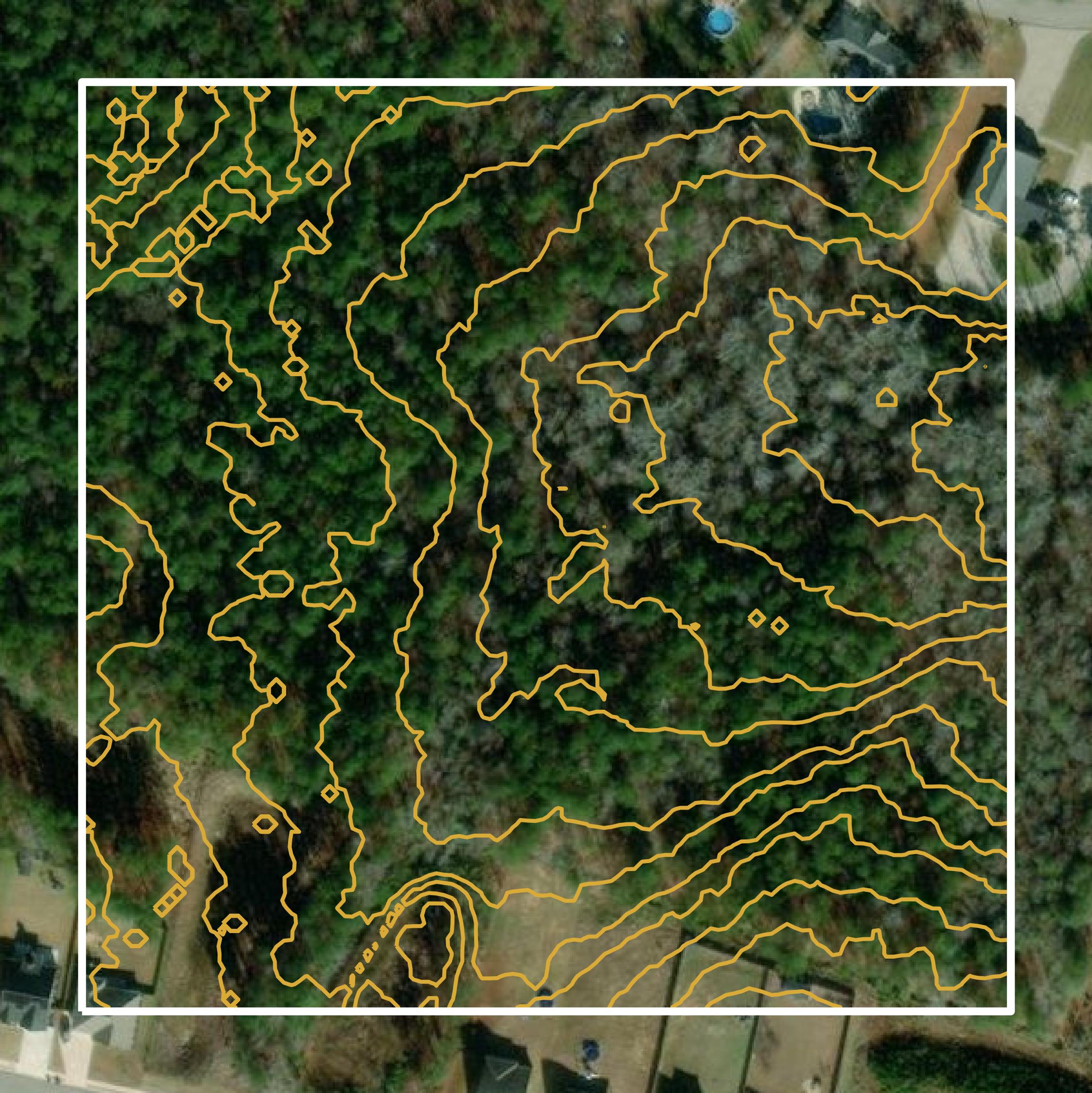 This image shows a contour map in Columbia County created using GIS data in Equator.