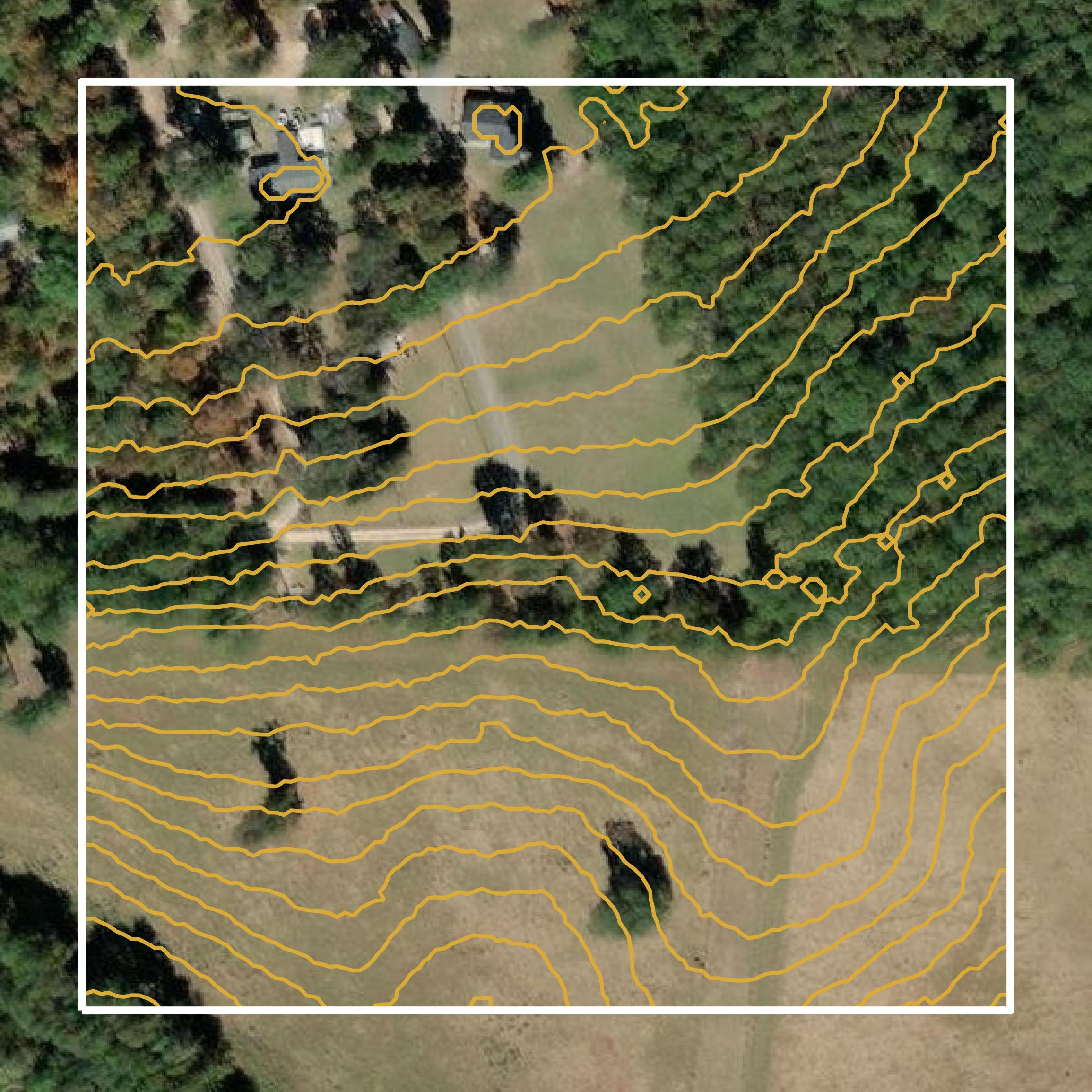 This image shows a contour map in Columbia County created using GIS data in Equator.