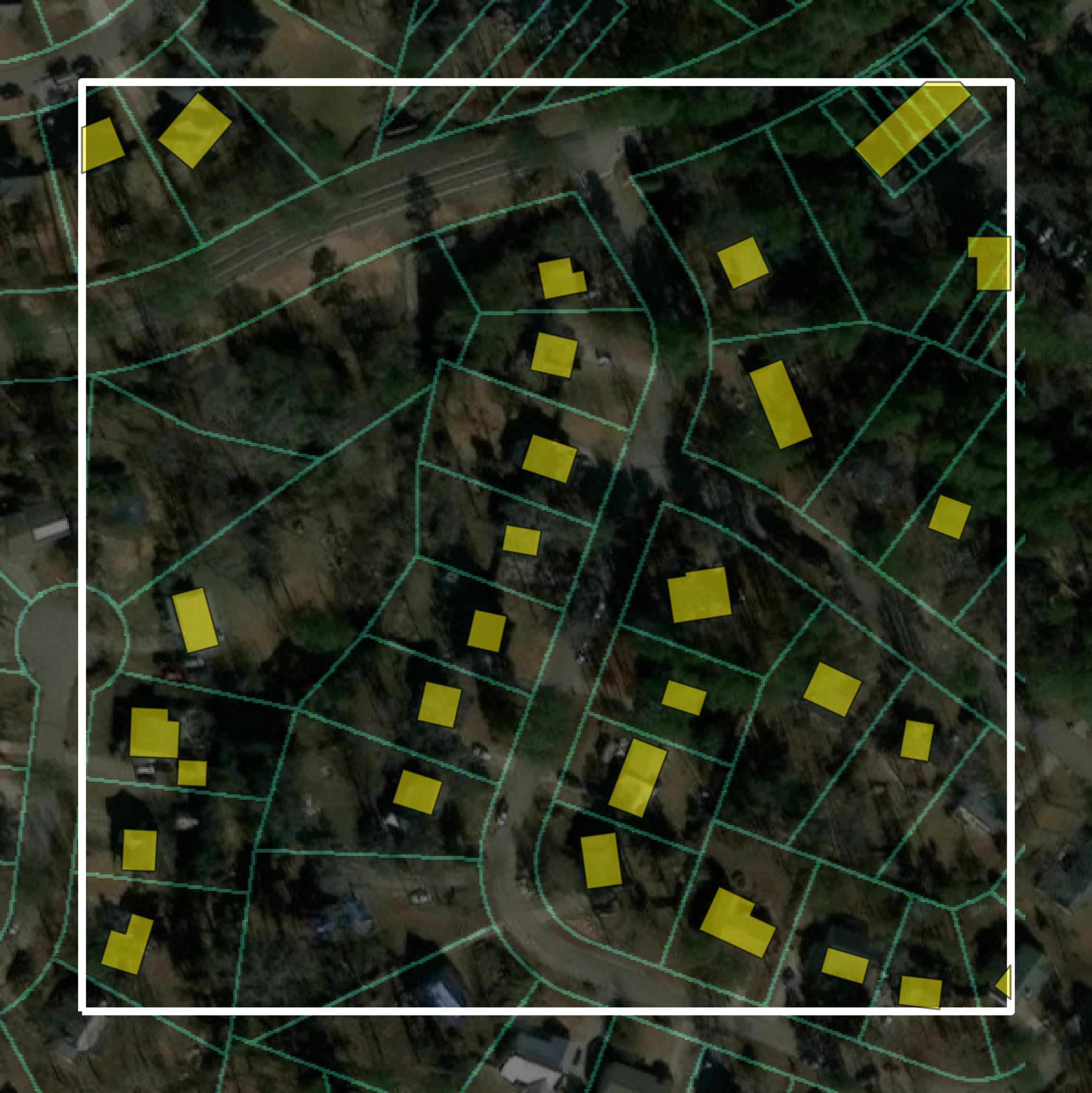 This image shows parcel and building data in Columbia County created using GIS data in Equator.