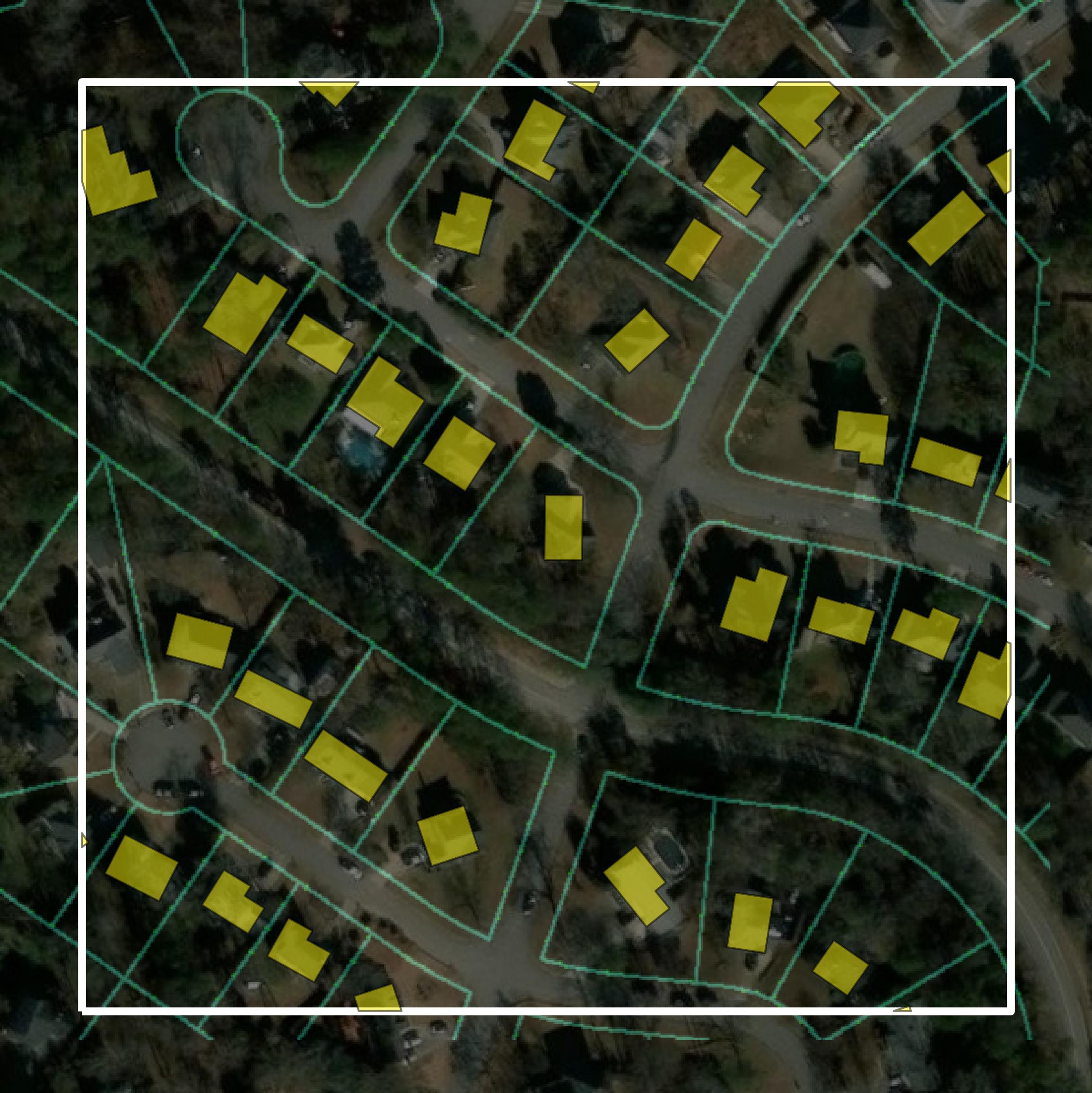 This image shows parcel and building data in Columbia County created using GIS data in Equator.