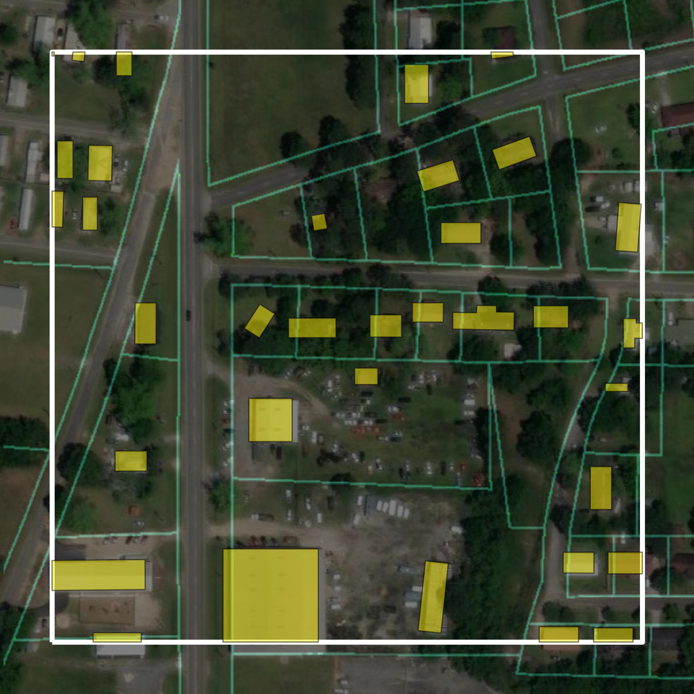 This image shows parcel and building data in Cook County created using GIS data in Equator.