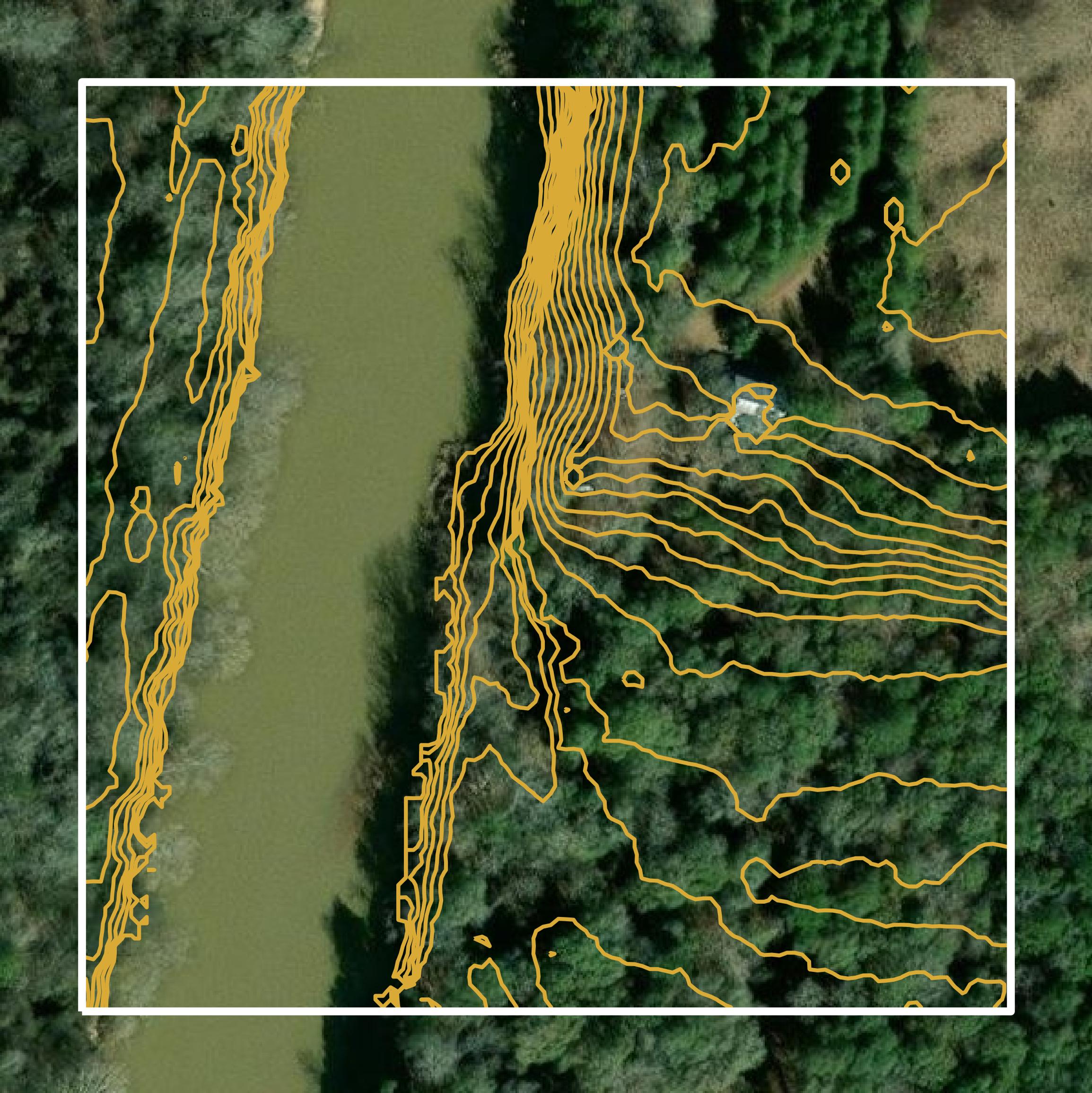 This image shows a contour map in Crawford County created using GIS data in Equator.