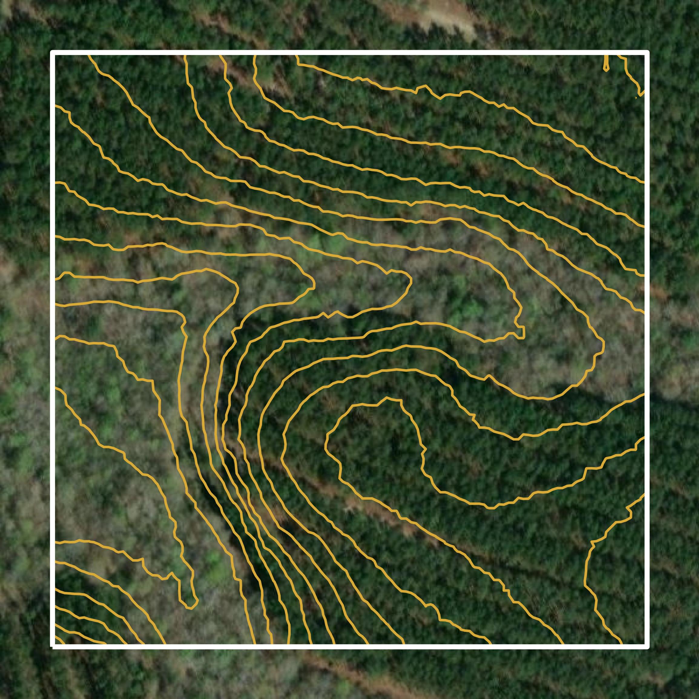 This image shows a contour map in Crisp County created using GIS data in Equator.