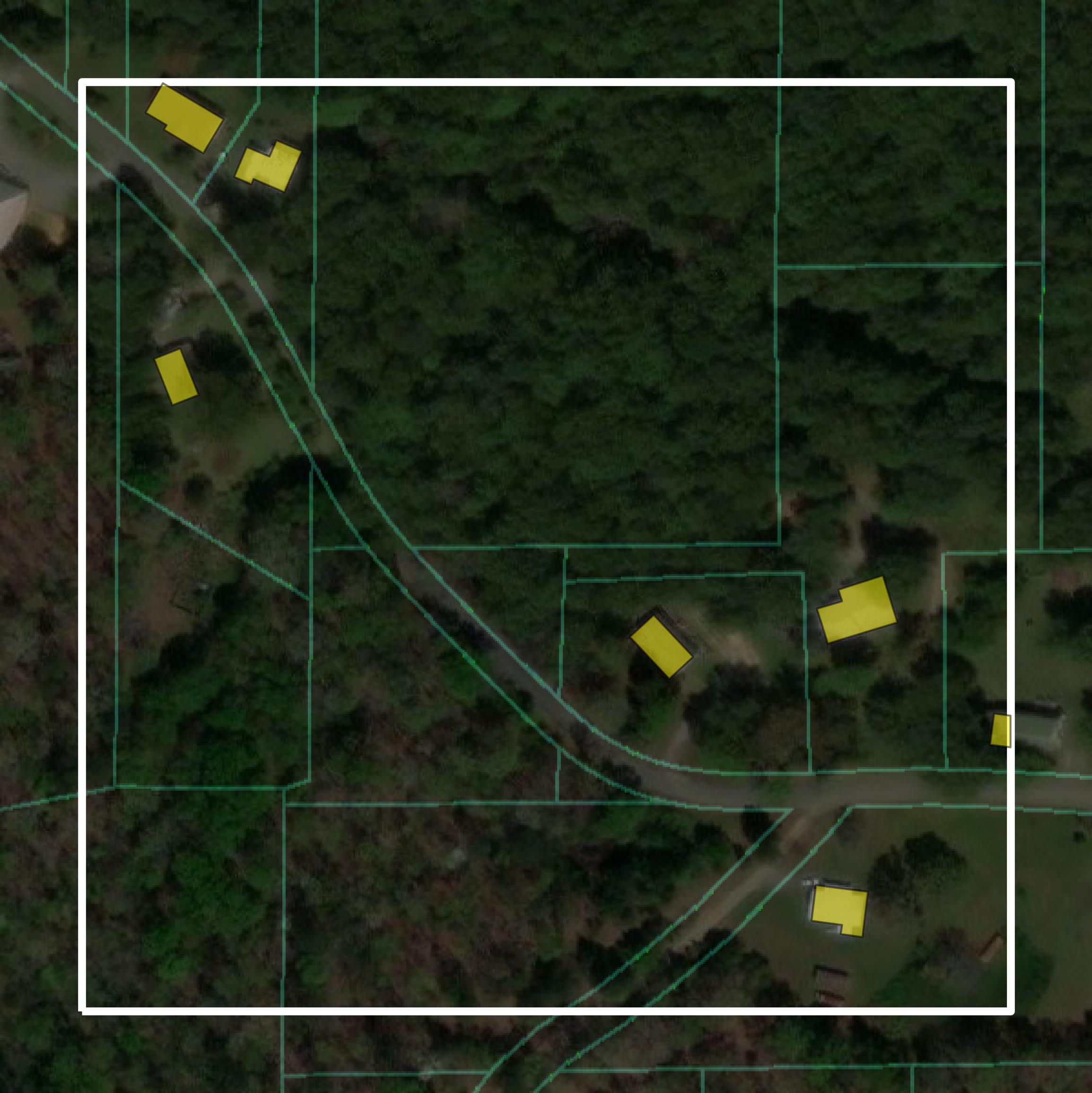 This image shows parcel and building data in Dade County created using GIS data in Equator.