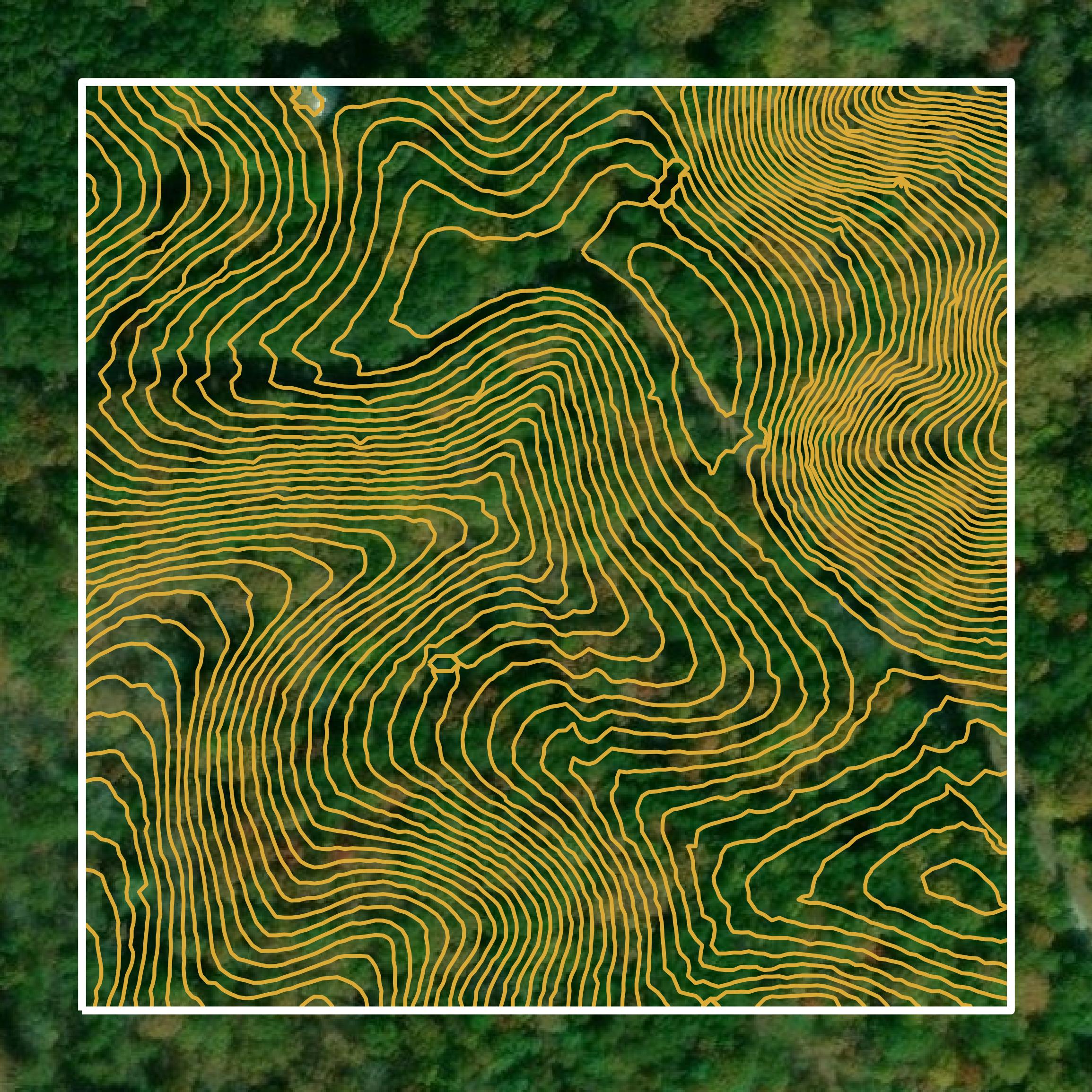 This image shows a contour map in Dawson County created using GIS data in Equator.
