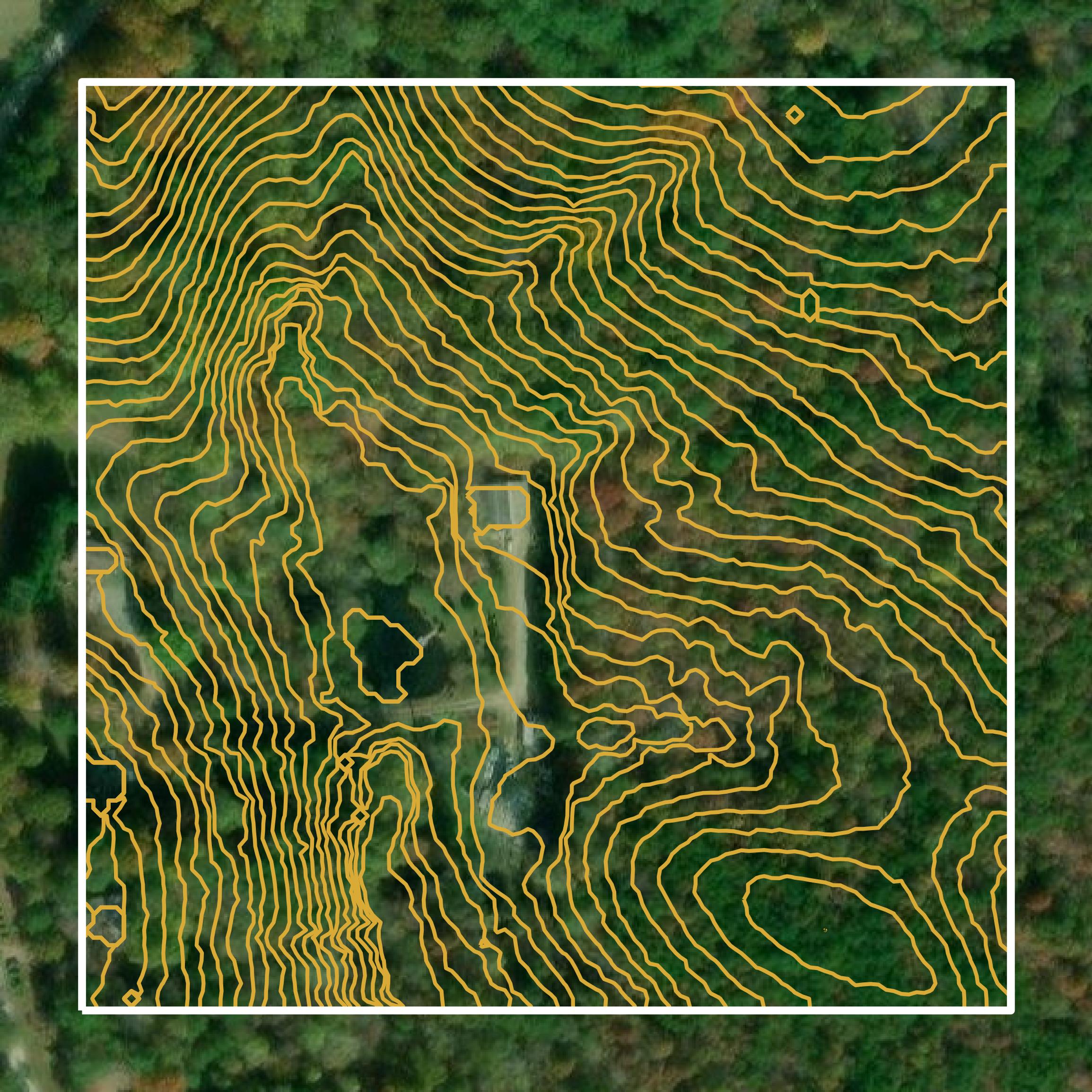 This image shows a contour map in Dawson County created using GIS data in Equator.