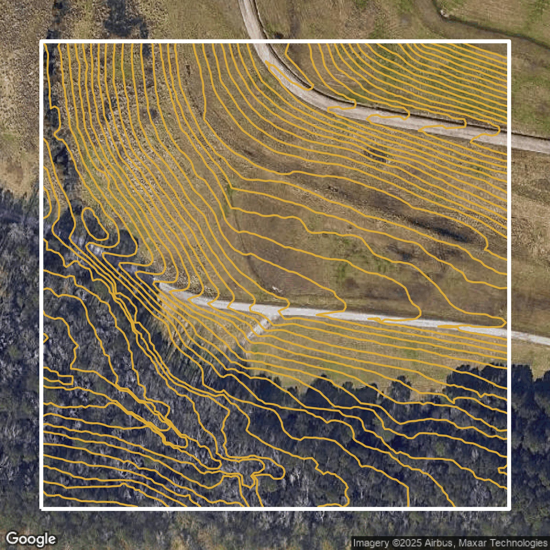 This image shows a contour map in DeKalb County created using GIS data in Equator.