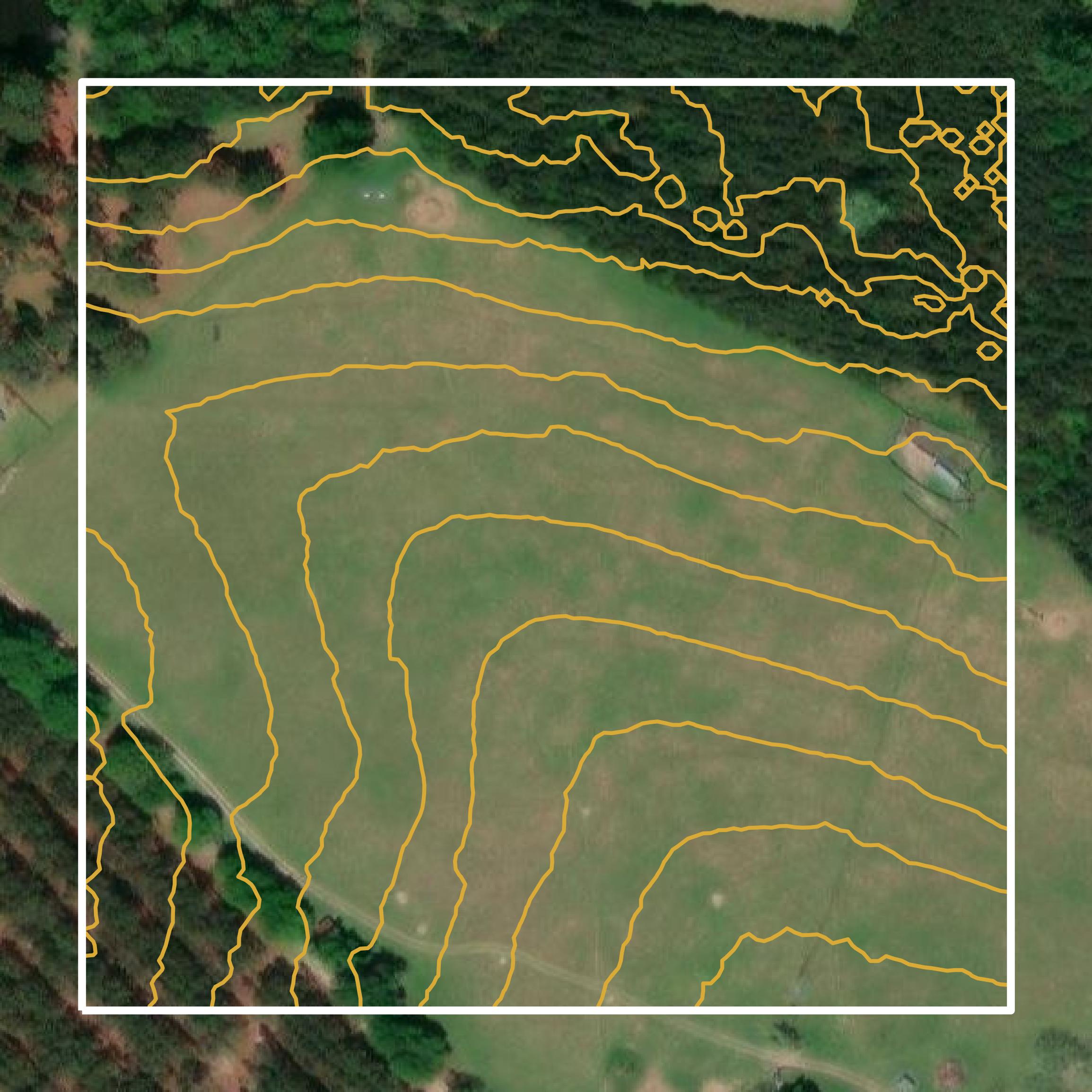 This image shows a contour map in Dodge County created using GIS data in Equator.
