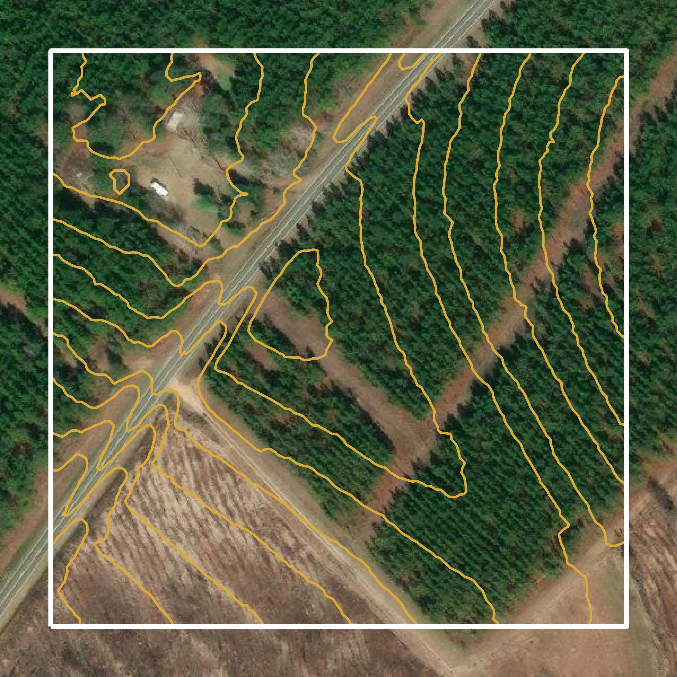 This image shows a contour map in Dodge County created using GIS data in Equator.