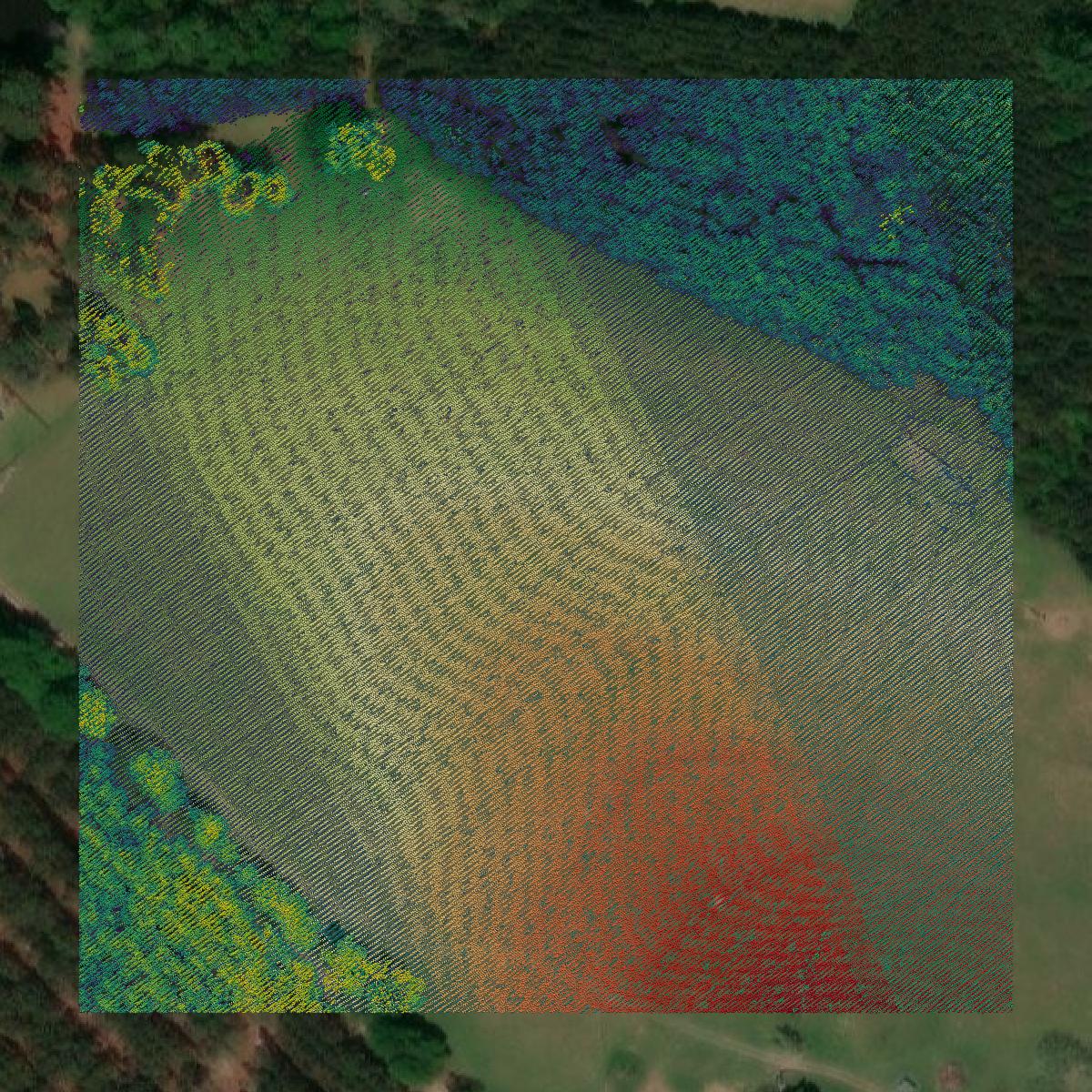 This image shows a LiDAR point cloud in Dodge County created using GIS data in Equator.