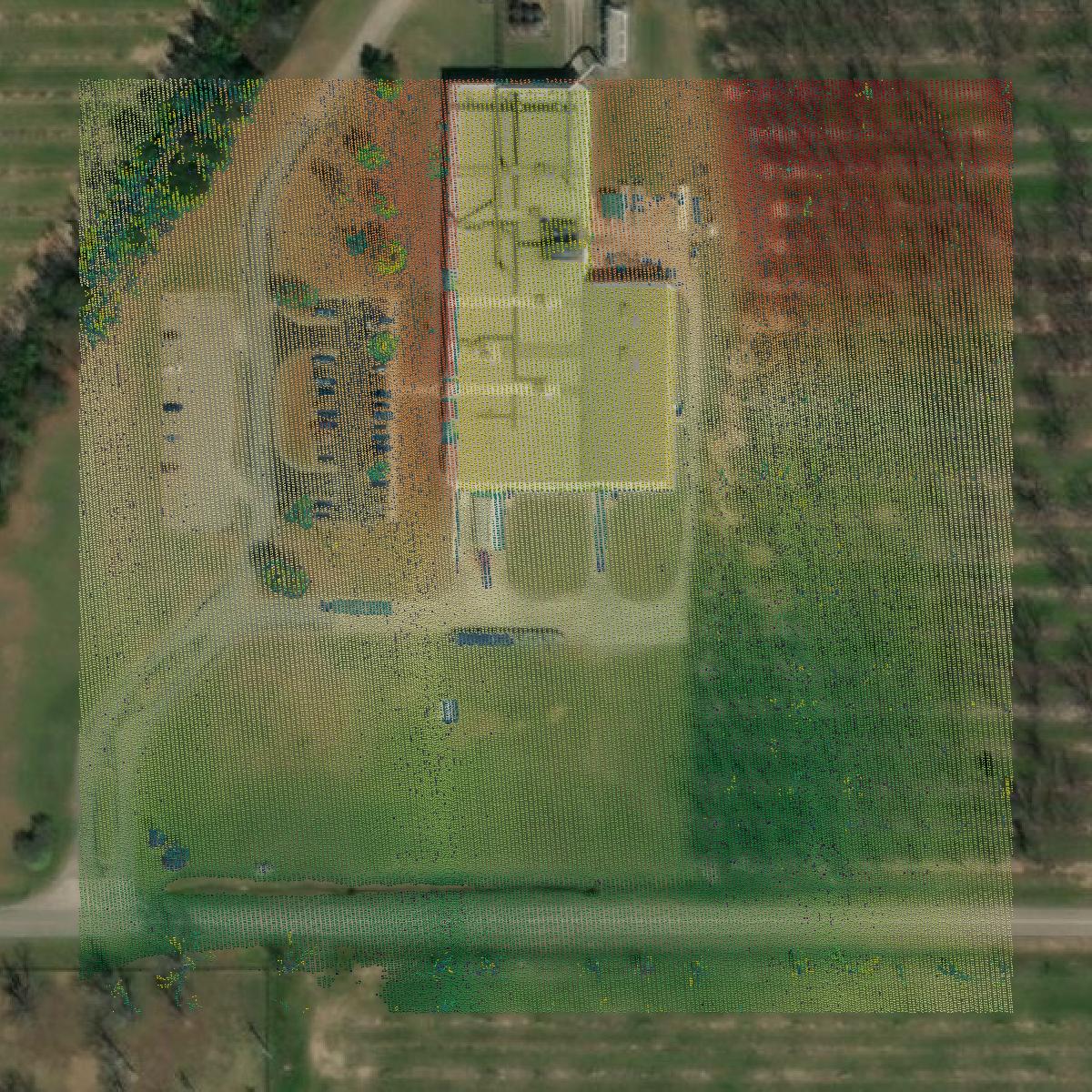 This image shows a LiDAR point cloud in Dougherty County created using GIS data in Equator.