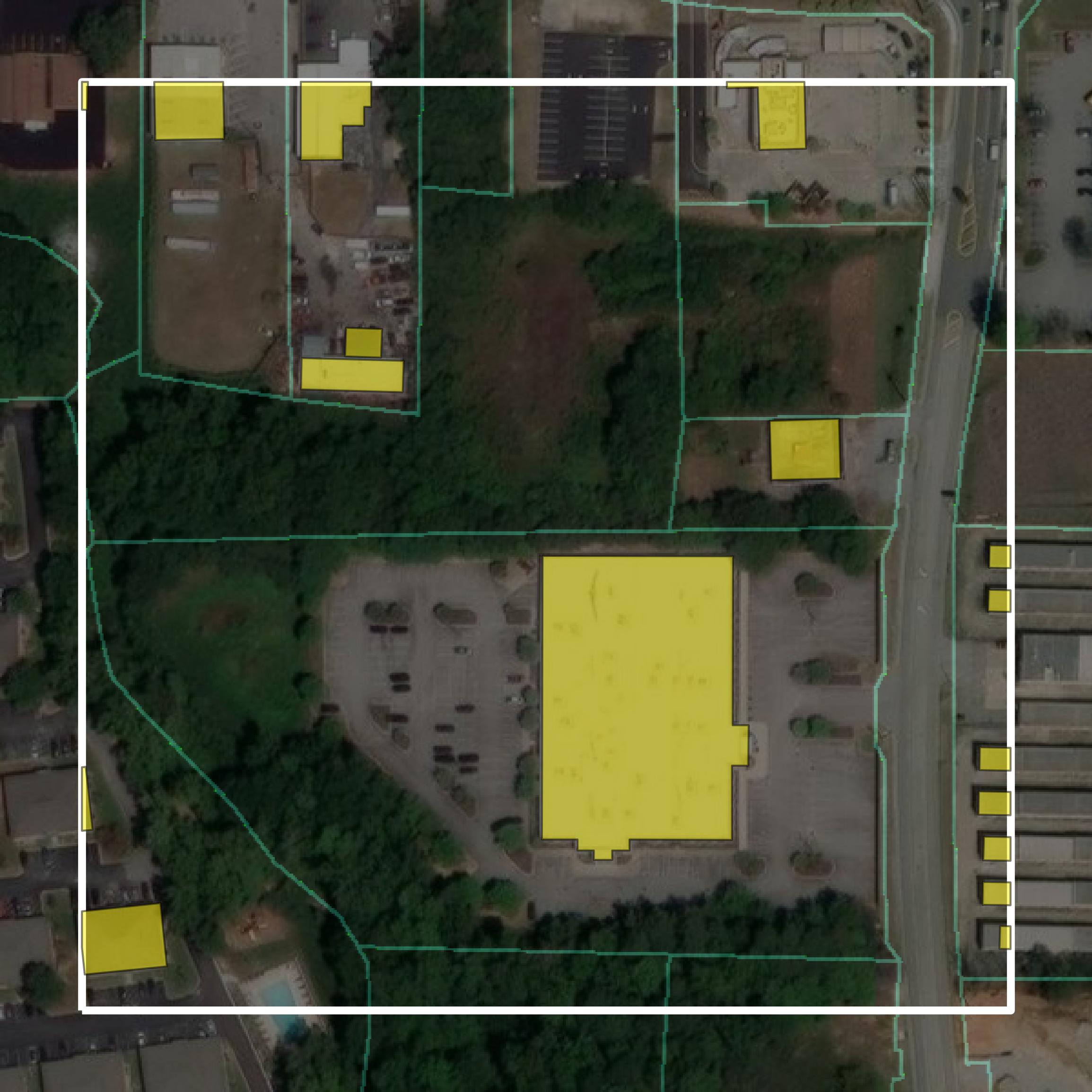 This image shows parcel and building data in Douglas County created using GIS data in Equator.