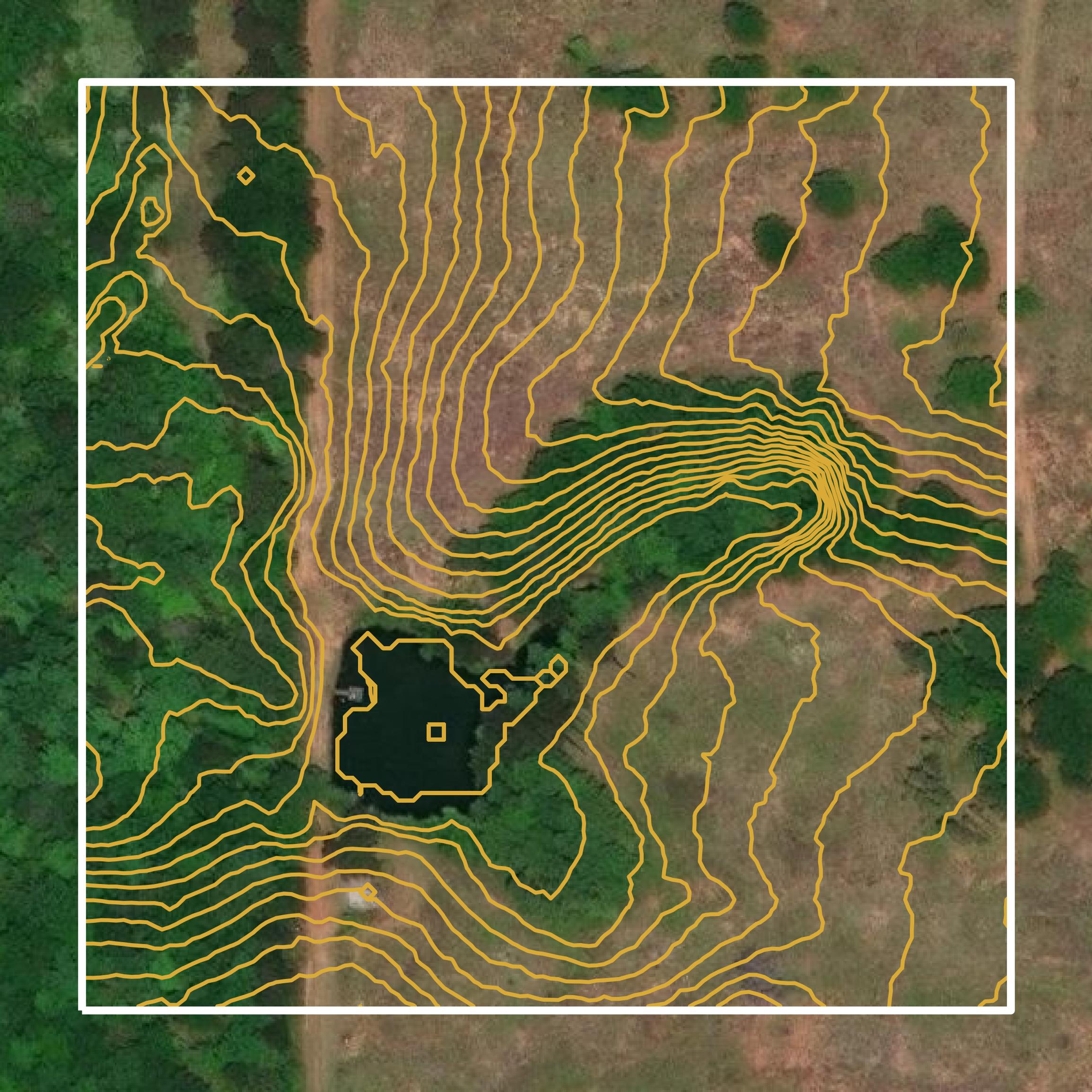 This image shows a contour map in Early County created using GIS data in Equator.