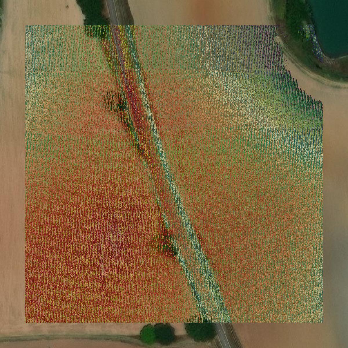 This image shows a LiDAR point cloud in Early County created using GIS data in Equator.