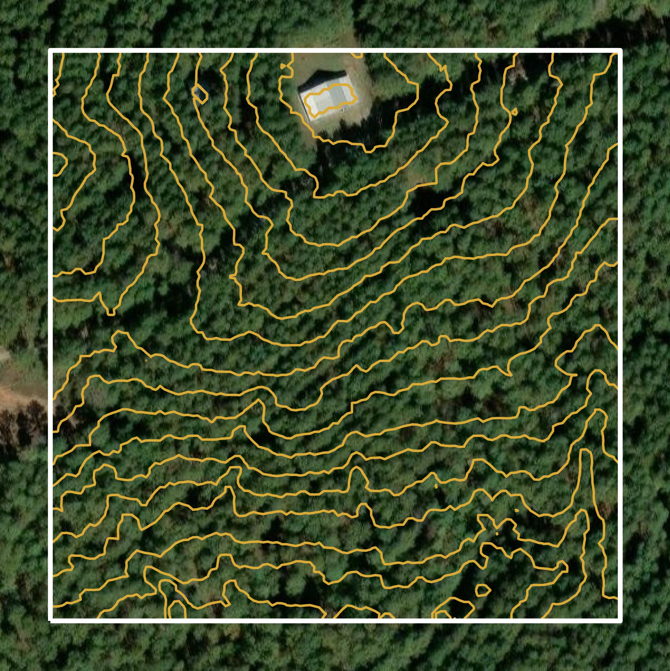 This image shows a contour map in Elbert County created using GIS data in Equator.