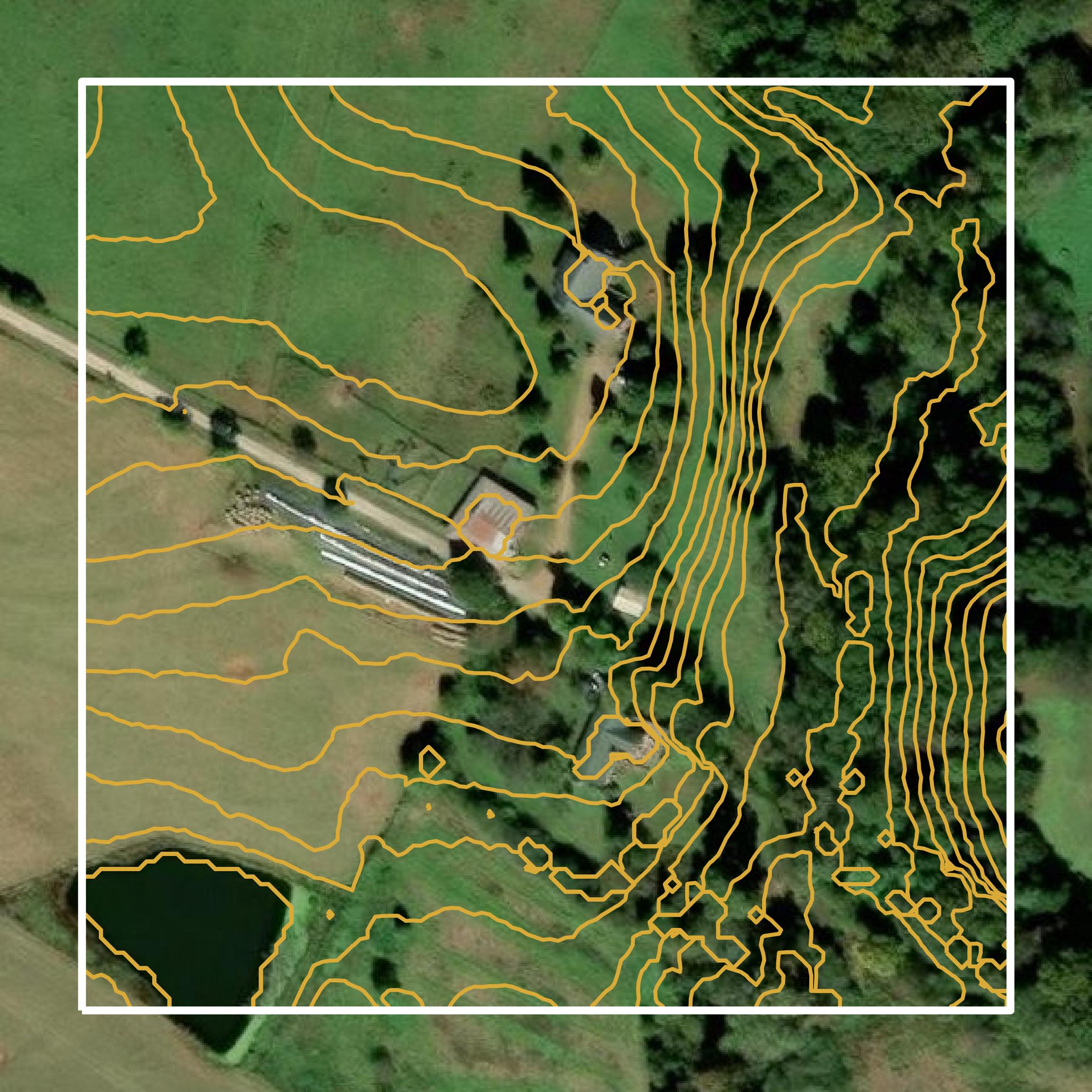 This image shows a contour map in Elbert County created using GIS data in Equator.
