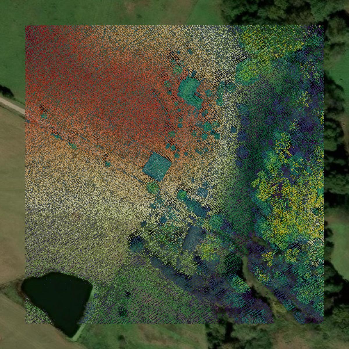 This image shows a LiDAR point cloud in Elbert County created using GIS data in Equator.