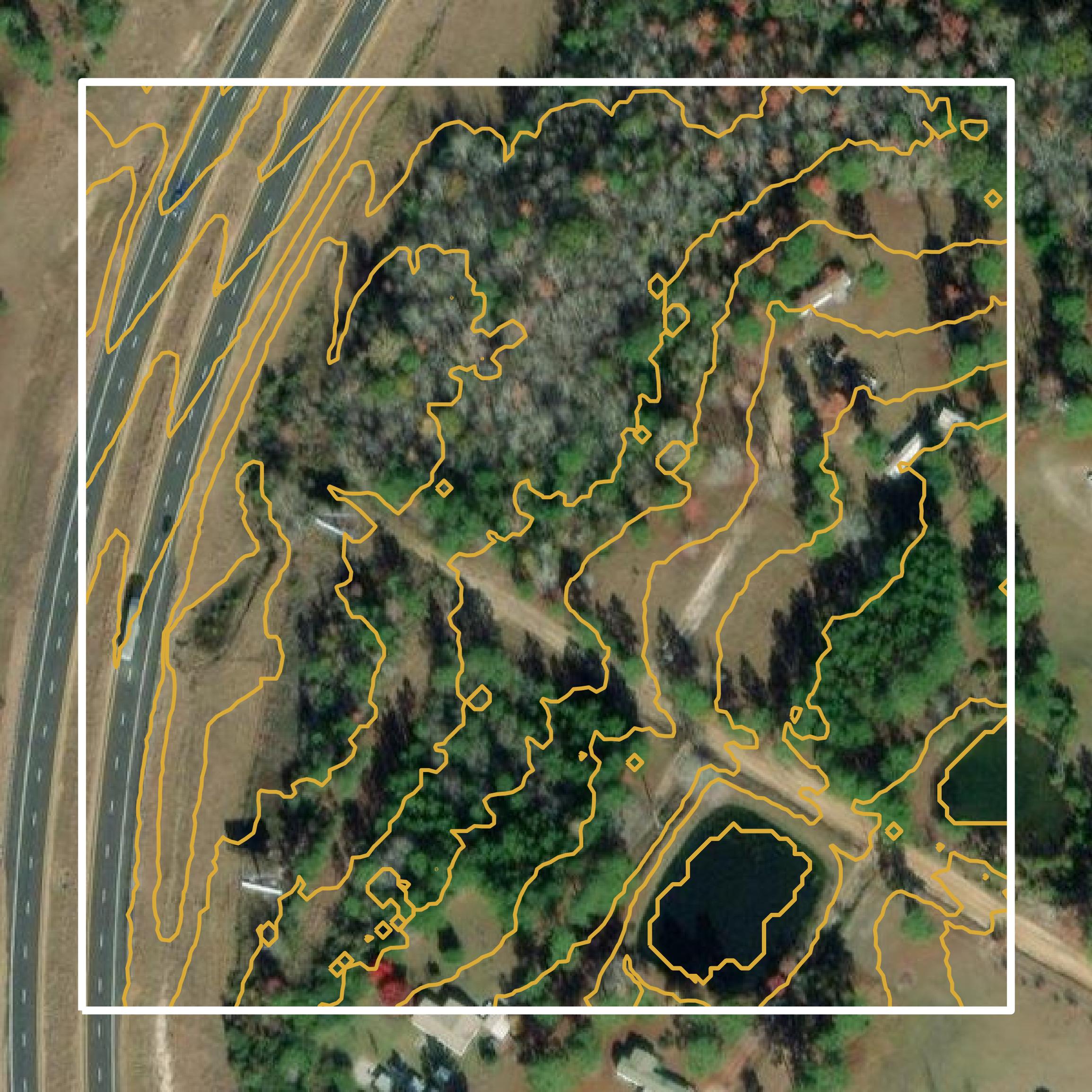 This image shows a contour map in Emanuel County created using GIS data in Equator.
