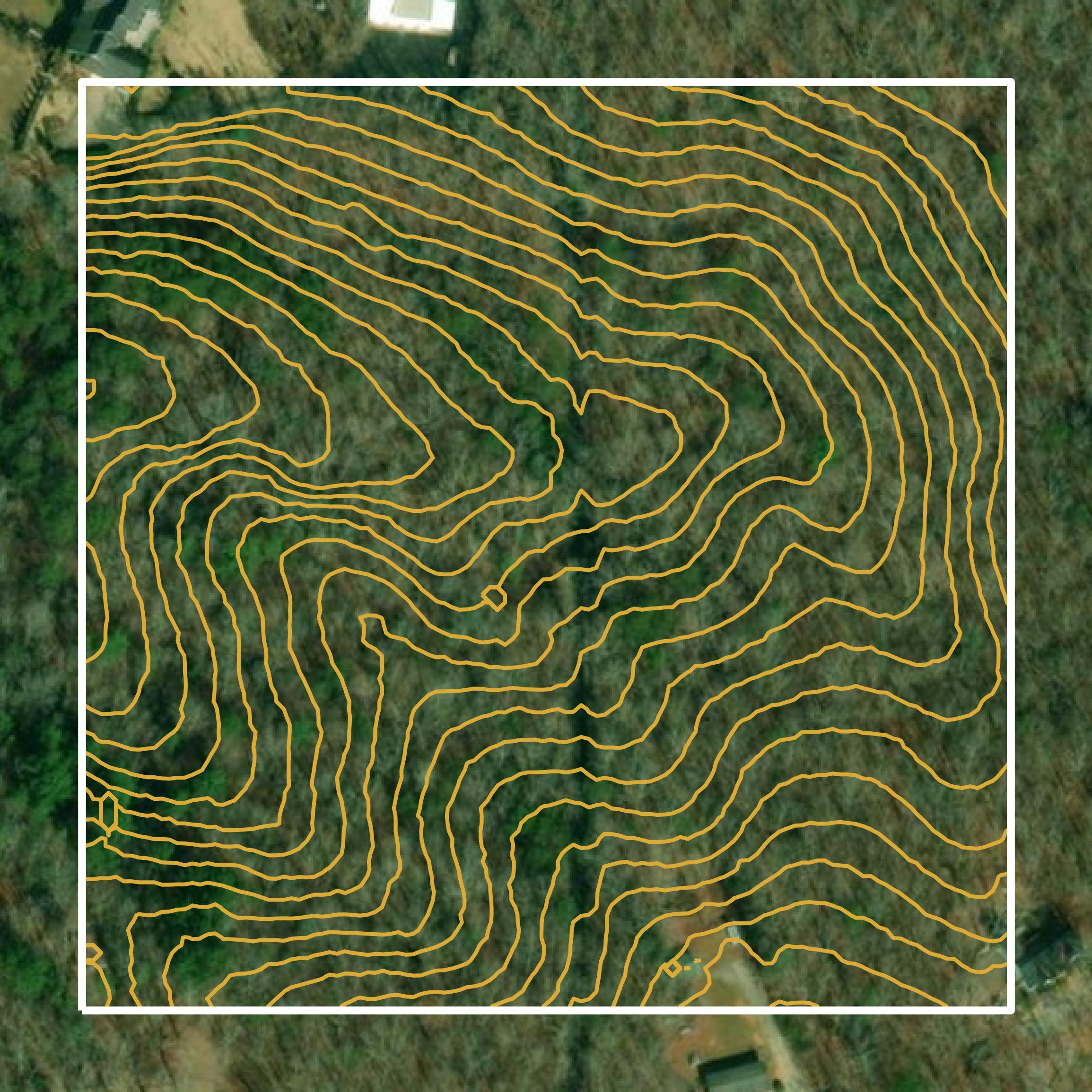 This image shows a contour map in Fannin County created using GIS data in Equator.