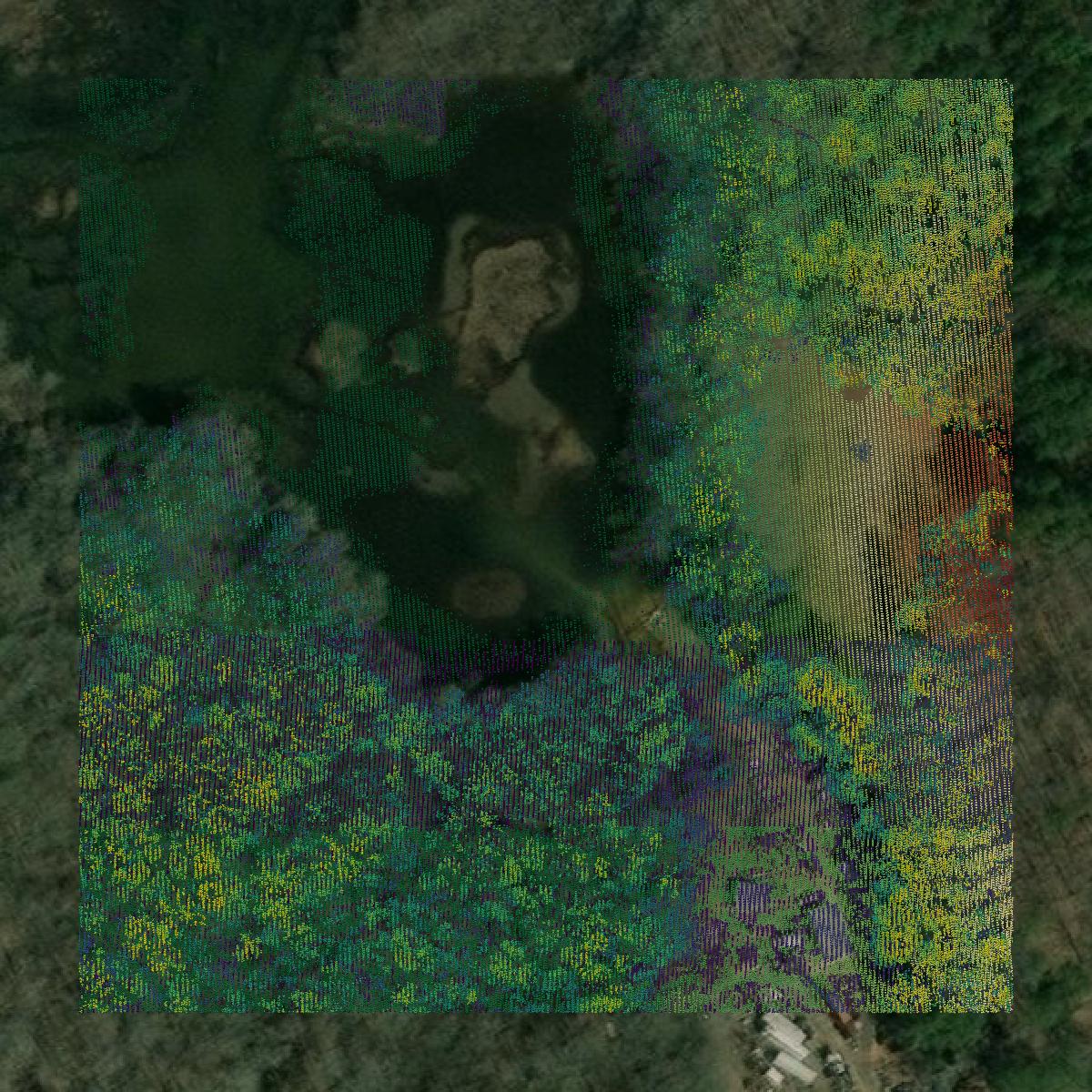This image shows a LiDAR point cloud in Fayette County created using GIS data in Equator.