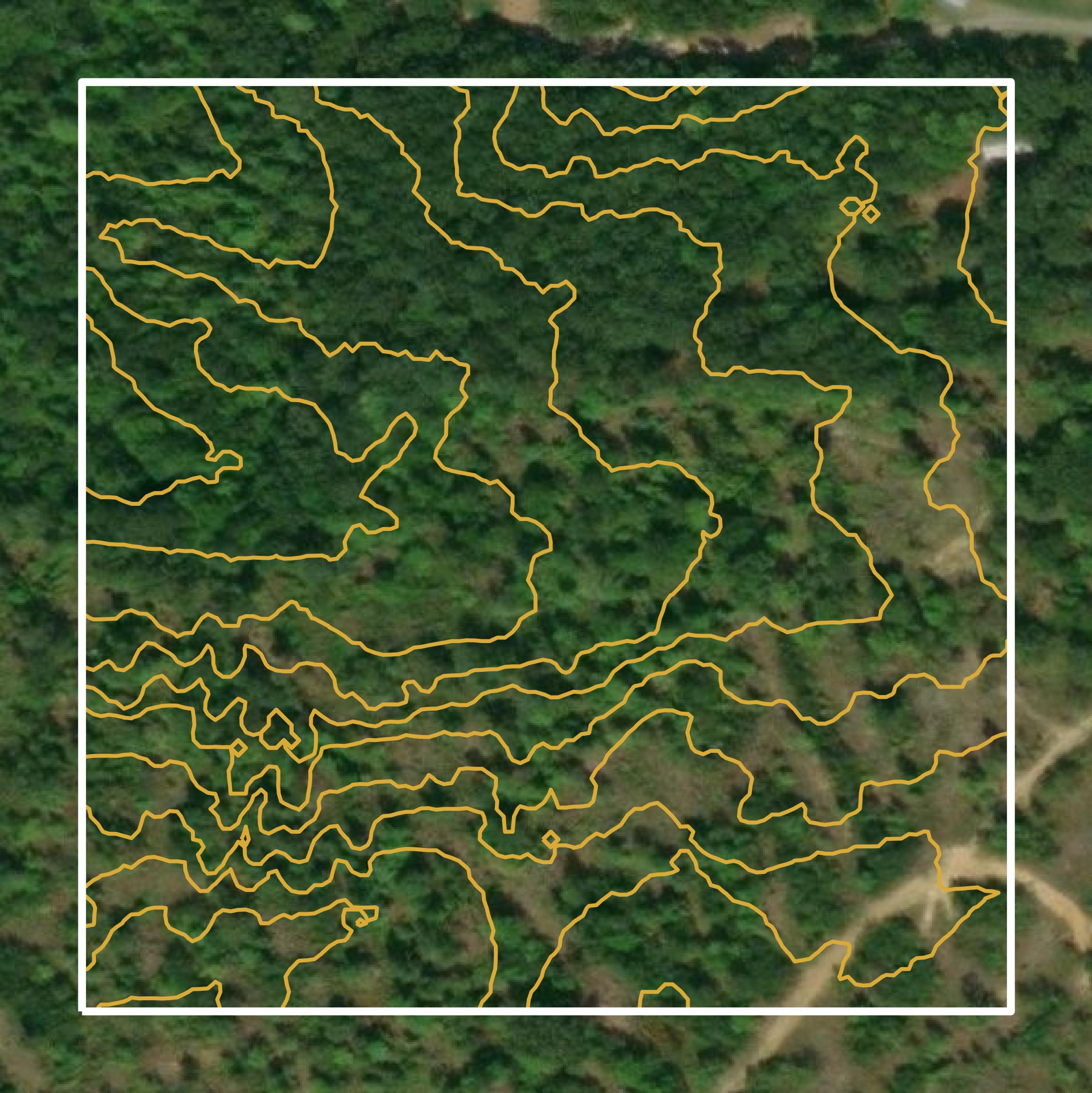 This image shows a contour map in Floyd County created using GIS data in Equator.